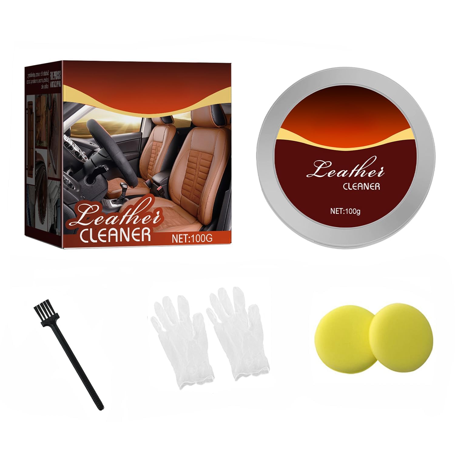 Leather Clean-er and Conditioner Kit, Multipurpose Furniture Salve Leather Easy to Use Leather Conditioner for Couch Leather Scratches Cracks Repair Car Seats, Clothing, Shoes Leather Recoloring Balm