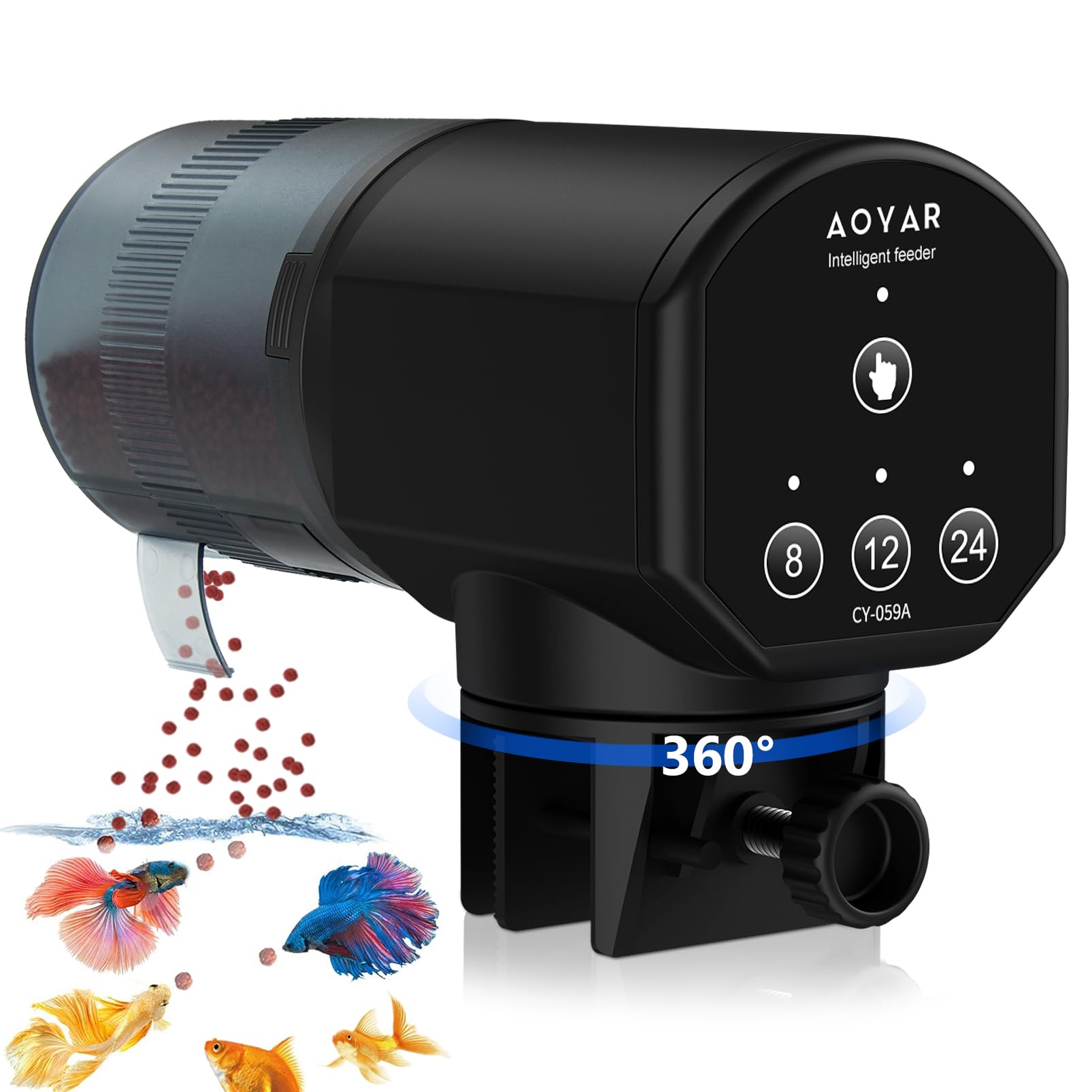 Automatic Fish Feeder Dispenser for Aquarium: 200ML Large Capacity Auto Food Feed Dispensers Moisture Proof Fish Tank Feeding Timer for Vacation Holiday Week