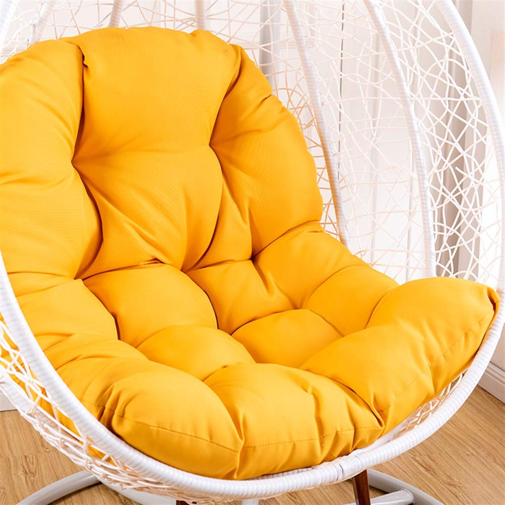 Hanging Basket Chair Cushions, Large Seat Cushion Waterproof Hanging Egg Hammock Swing Chair Pads Soft Chair Back Solid Color (Color : Yellow, Size : 125x95cm(49x37inch))