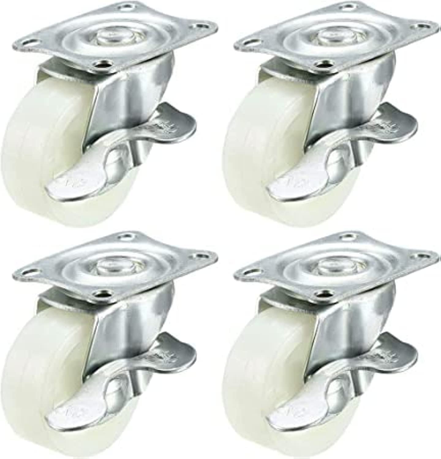 AQSON Swivel Caster Wheels 1.5 Inch / 40mm Wheel Top Plate Caster with Brake, 66lb Total Capacity, 4pcs