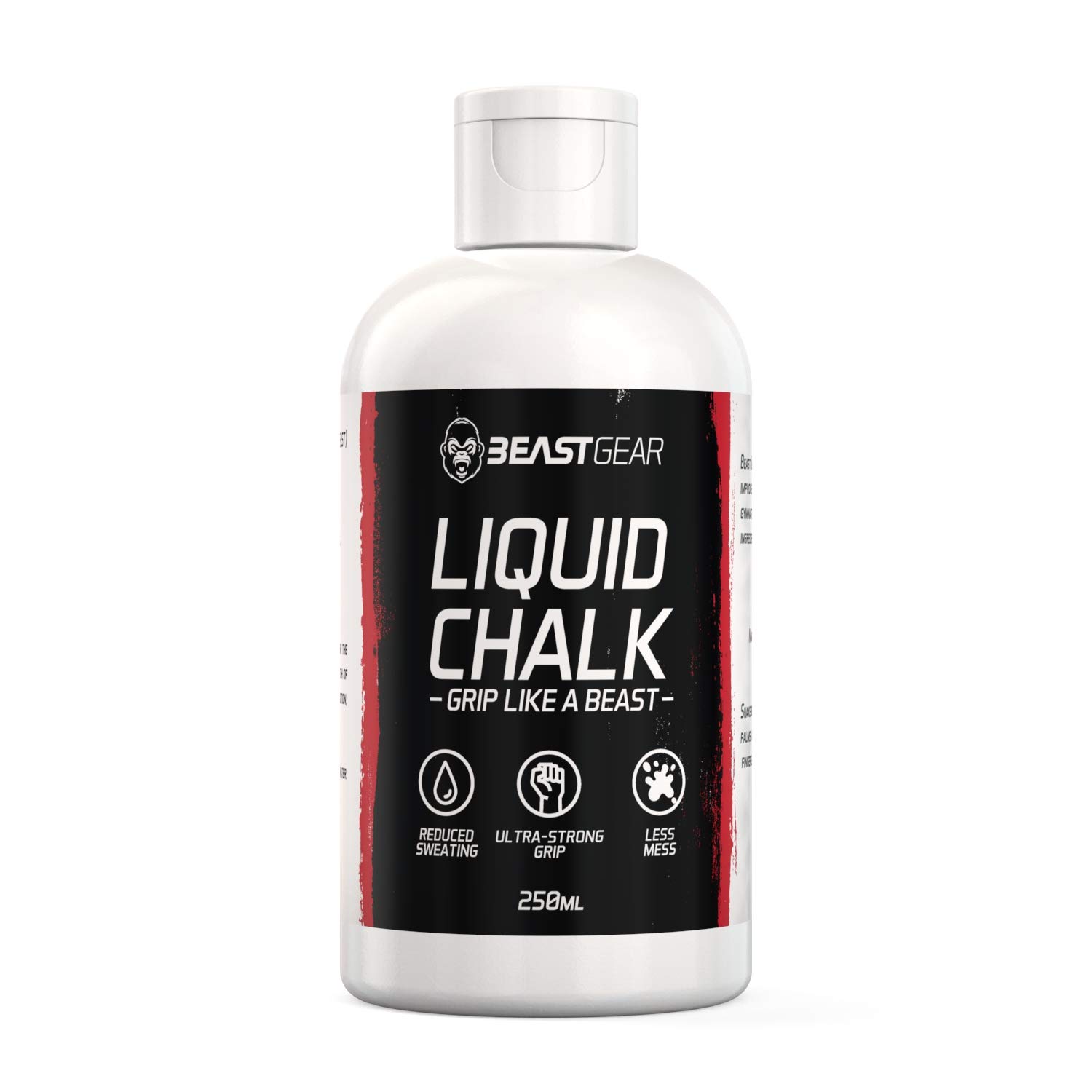 Beast Gear Liquid Chalk Advanced Formula for Extra Grip, Reduced Sweat and High Performance. Perfect for Weightlifting, Crossfit, Rock Climbing, Bouldering & Pole Dancing. 250 ml