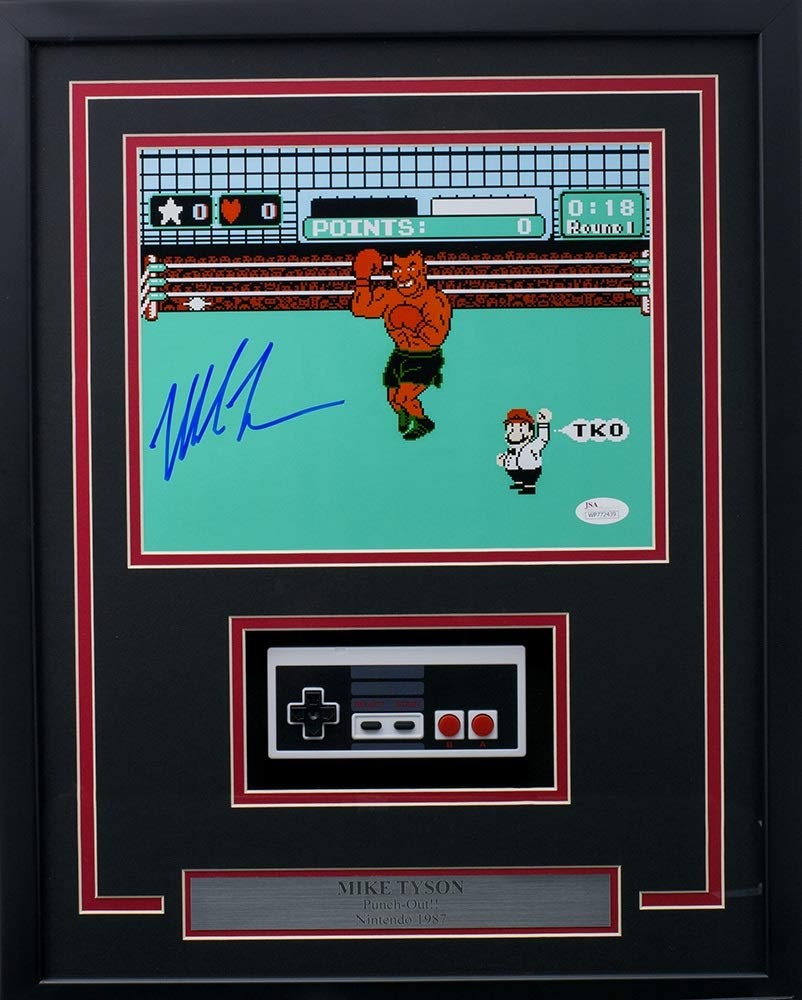 Mike Tyson Signed Framed 8x10 Punch Out Photo w/Nintendo Controller JSA ITP