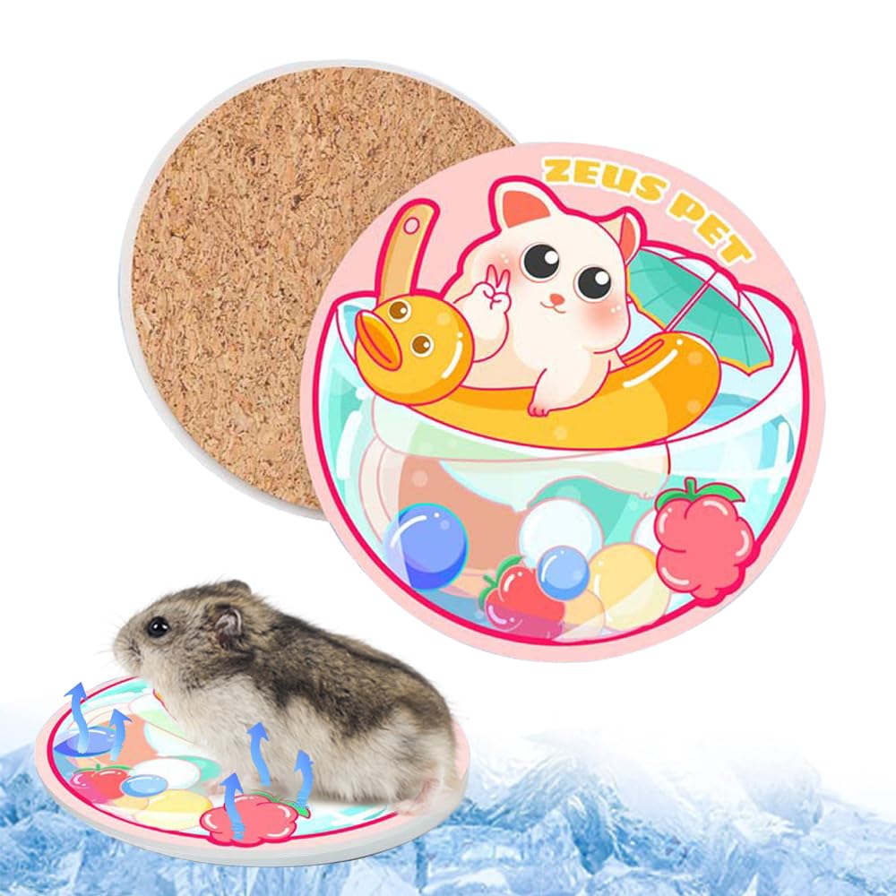 NeoStyle Hamster Cooling Pad, Ceramic Crystal Cooling Plate Pet Cooling Mat, Anti-bite Easy to Clean Ice Pad for Hamsters Rabbits and Other Small Pets (ceramic pad, Small(9cm,hamster))