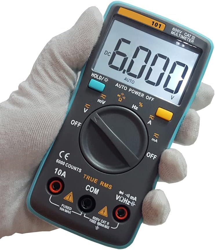 4basix Digital Multimeter 6000 Counts, Multifunctional LCD Digital Multimeter DMM DC AC Voltage Current Meter Resistance Diode Capacitance Tester Measurement Voltmeter