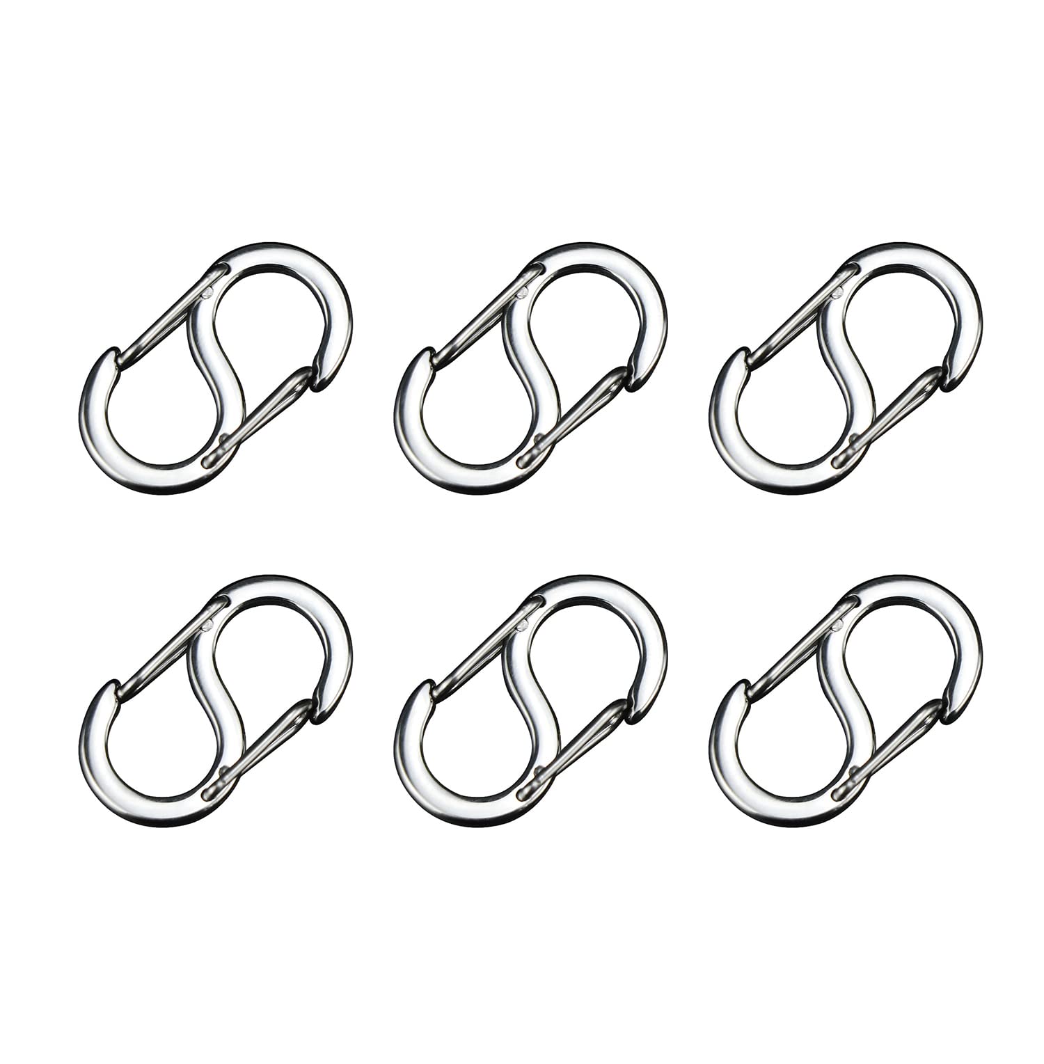 Titanium Carabiner Clips 6PCS Dual Snap Hook Small Keychain Spring Clasps for Camping Fishing Hiking Keychain Accessories