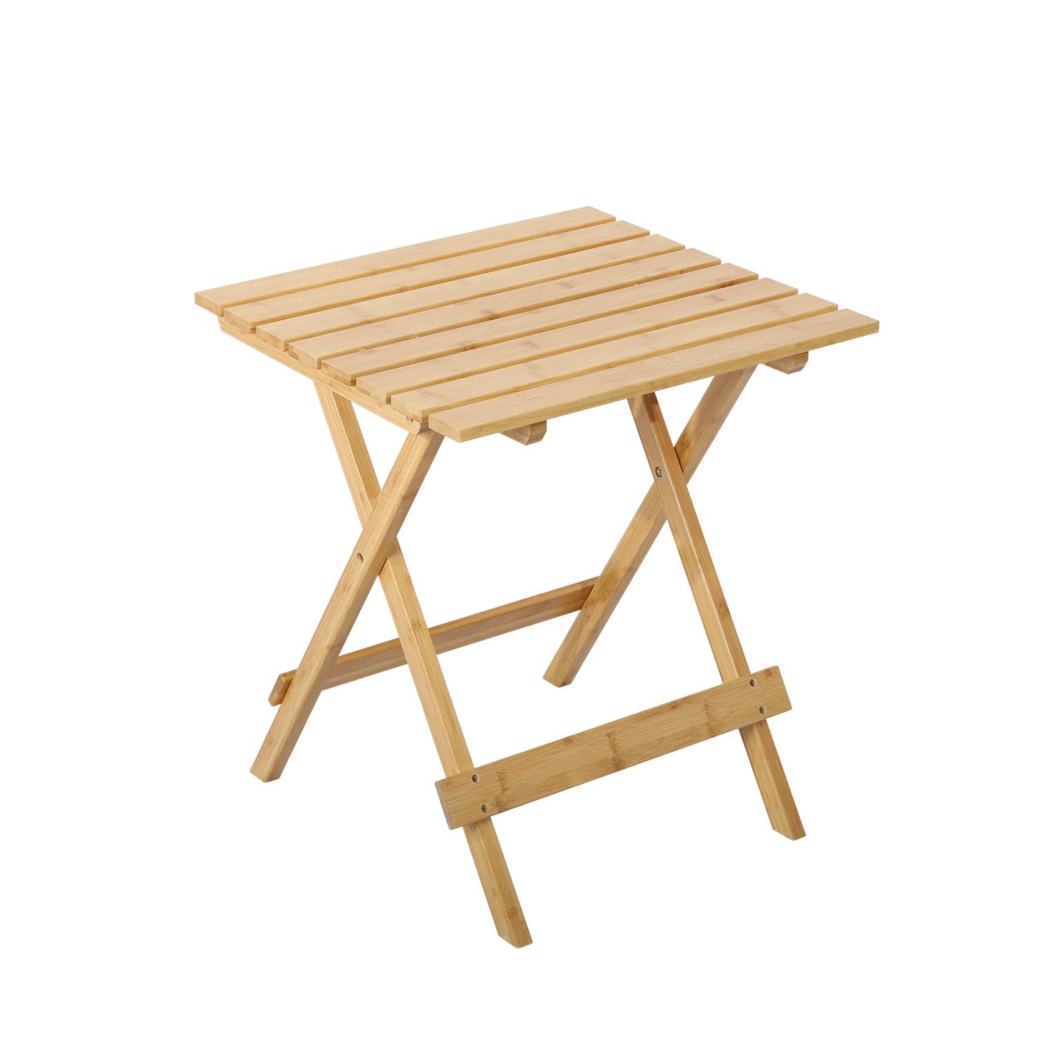 HOMECALL Bamboo Camping Table Picnic Table Small Balcony Table Garden Table Square for Patio,Kitchen,BBQ