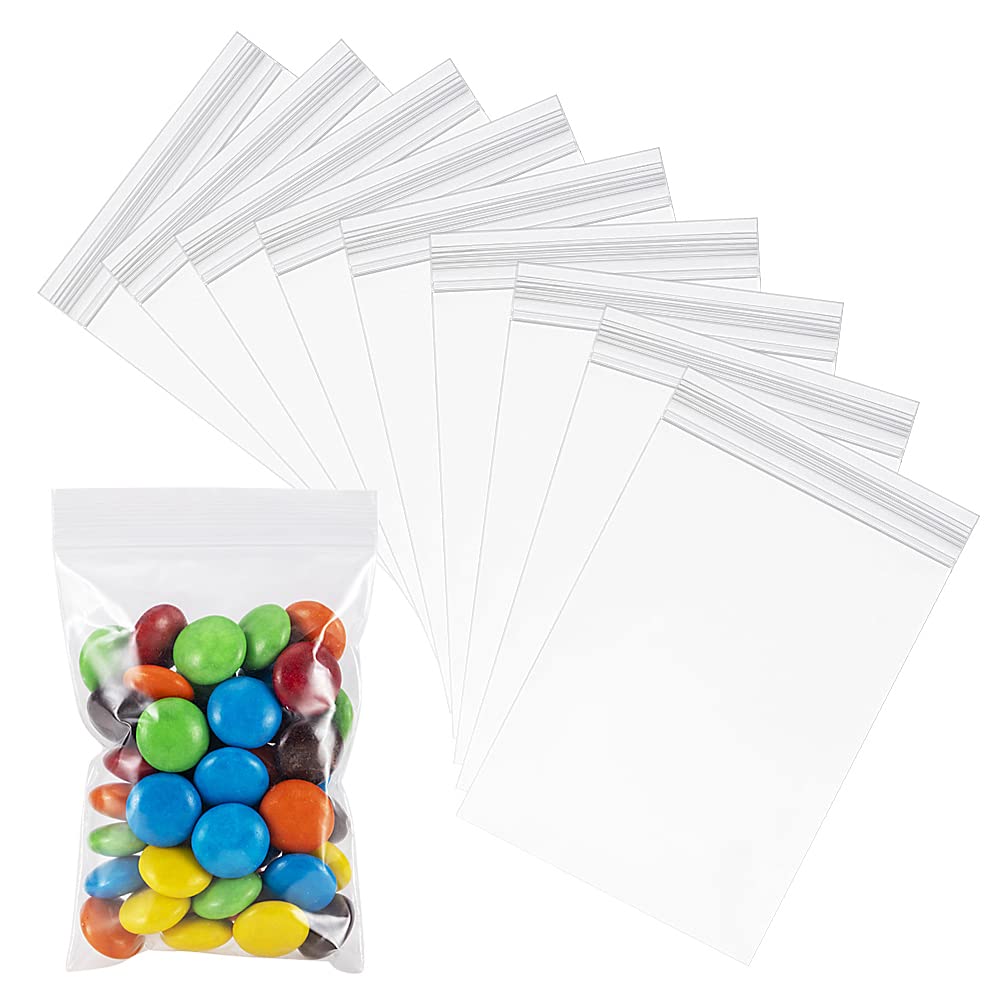 HRX Package 6x8cm 300pcs Small Plastic Bags,Sealable Clear Ziplock Bags Storage for Jewellery Earring Beads Pills Charms Diamonds Little Craft Items Zip Lock Baggies Grip Seal Pouches