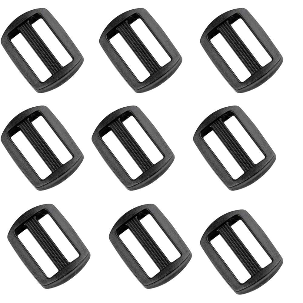 Bestgle 100pcs 1 inch Plastic Tri-Glide Slides Buckles Kit Adjustable Webbing Strap Triglides Slider Button for Belt Backpack and Bags