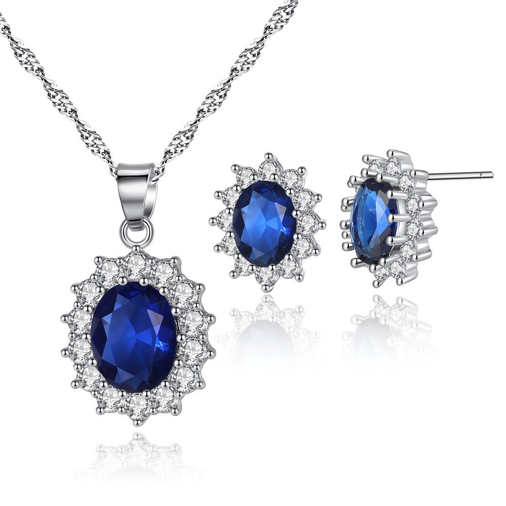 YplunElegant Cubic Zirconia Necklace and Earring Set for Women Birthday/Valentines Day Gift - Shiny Jewelry Set