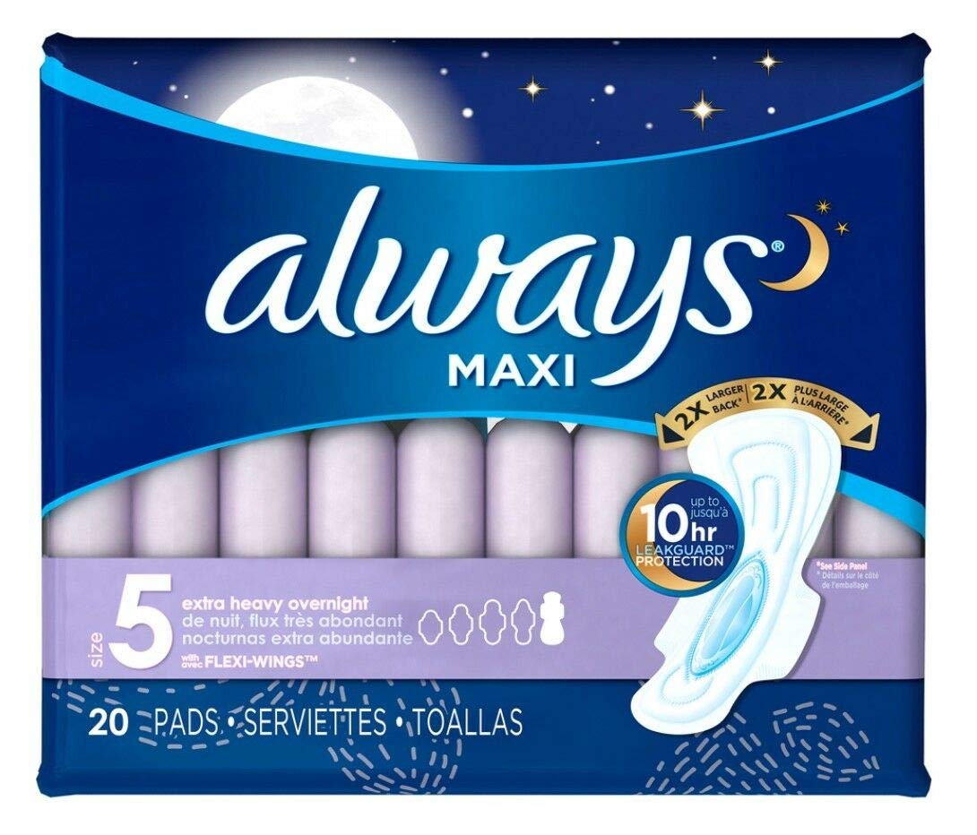 AlwaysExtra Heavy Overnight Maxi Pads with Flexi-Wings - 20 Count