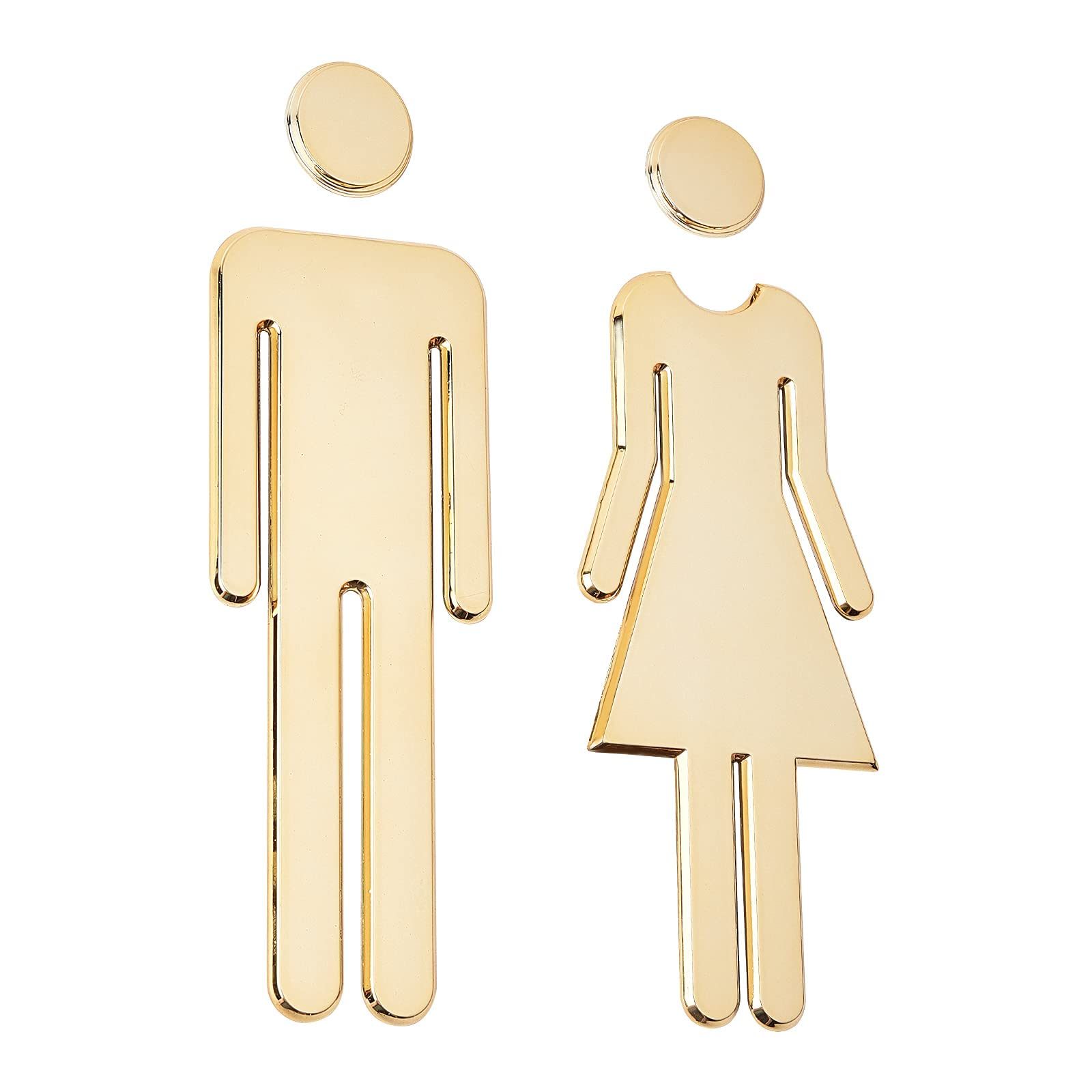 KASTWAVE Toilet Signs Self Adhesive for Ladies and Gentlemen, Washroom Door Signs for Home, Hotel, Office, Store, Parking, Restaurant (Gold)