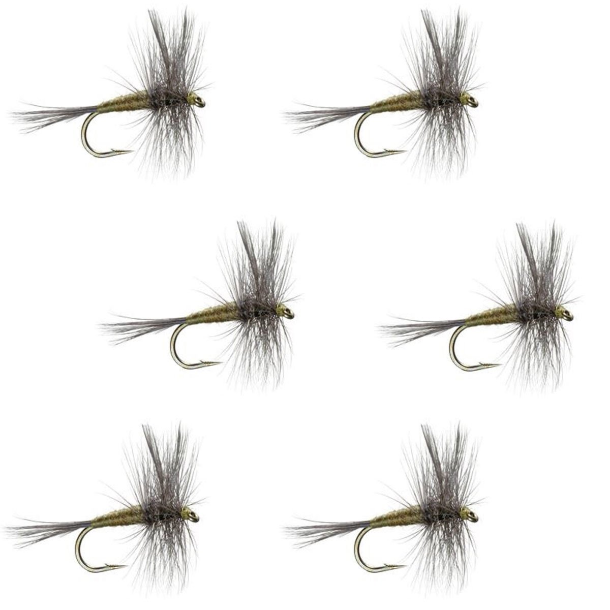 The Fly Fishing Place Blue Winged Olive BWO Classic Trout Dry Fly Fishing Flies - Set of 6 Flies Size 20