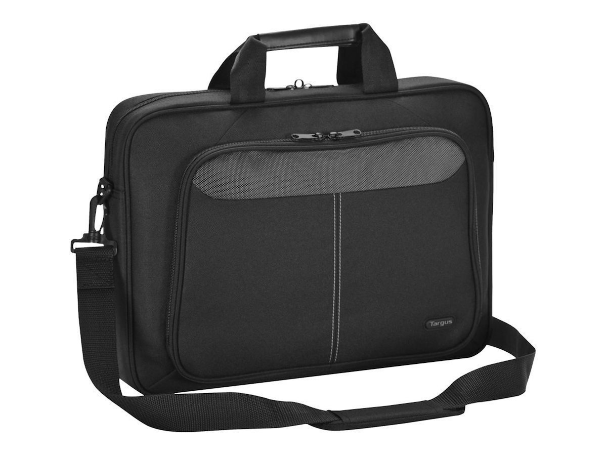 TargusIntellect Slim Slipcase Bag with Durable Water-Resistant Nylon, Two Large Exterior Pockets, Removable Shoulder Strap, Protective Sleeve for 14-Inch Laptop and Tablet, Black (TBT260)