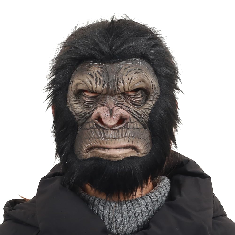 Halloween Angry Gorilla Chimp Half Head Mask Ape Novelty Mens' Maquerade For Cosplay Party Dressing Up