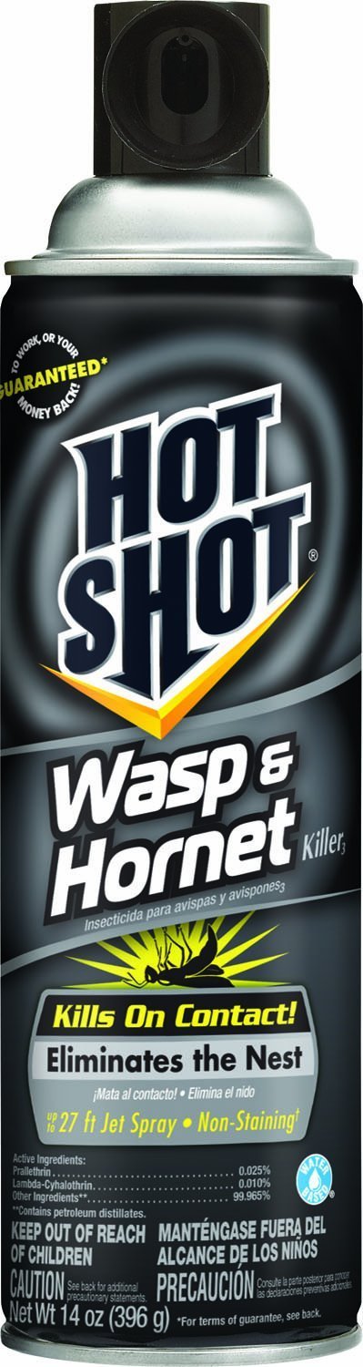 Hot Shot Wasp & Hornet Killer Spray, For Insects Eliminates The Nest, Sprays Up To 27 Feet, 14 fl Ounce