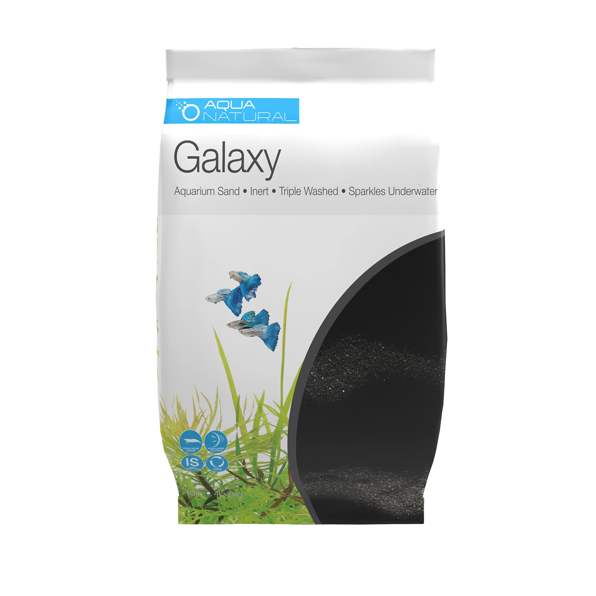 Aqua Natural Galaxy Sand 10lb Substrate for aquascaping, Aquariums, vivariums and terrariums, Black