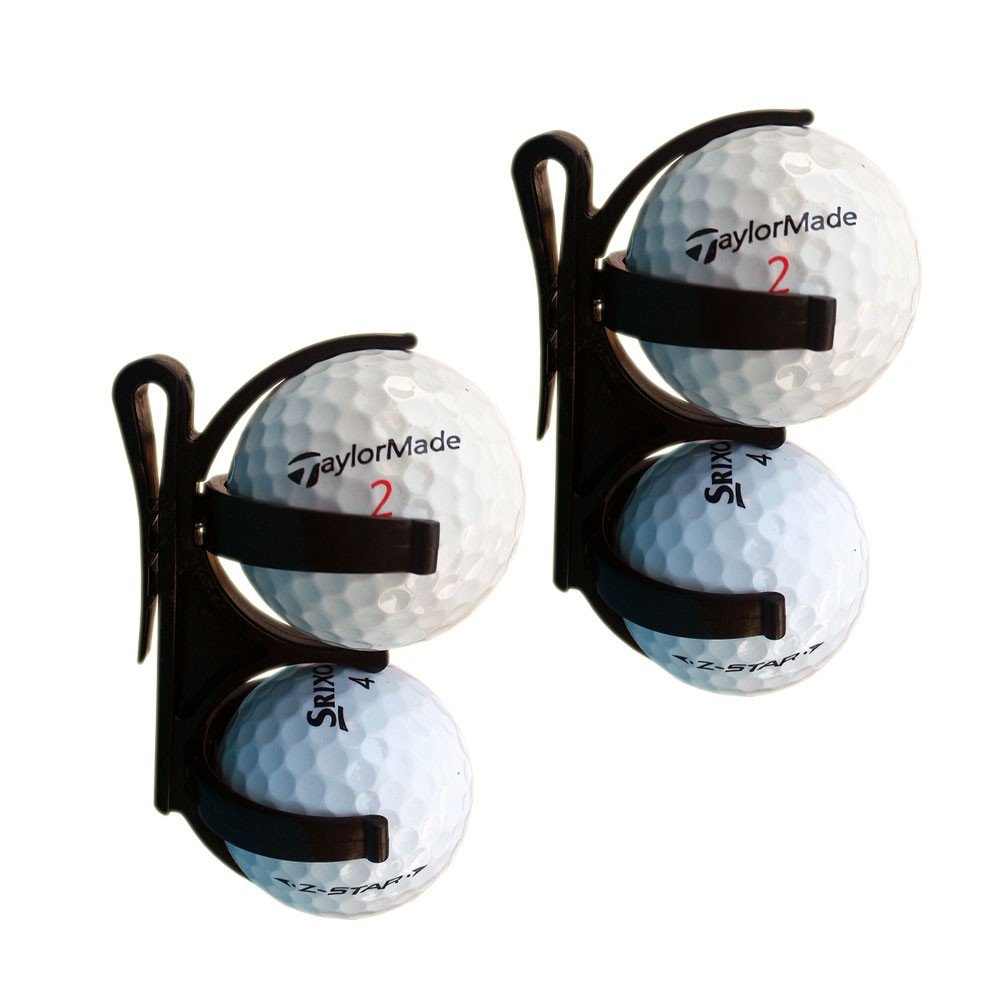 Golfoy Plastic Golf Balls Holder Clip (Pack of 2) - Black