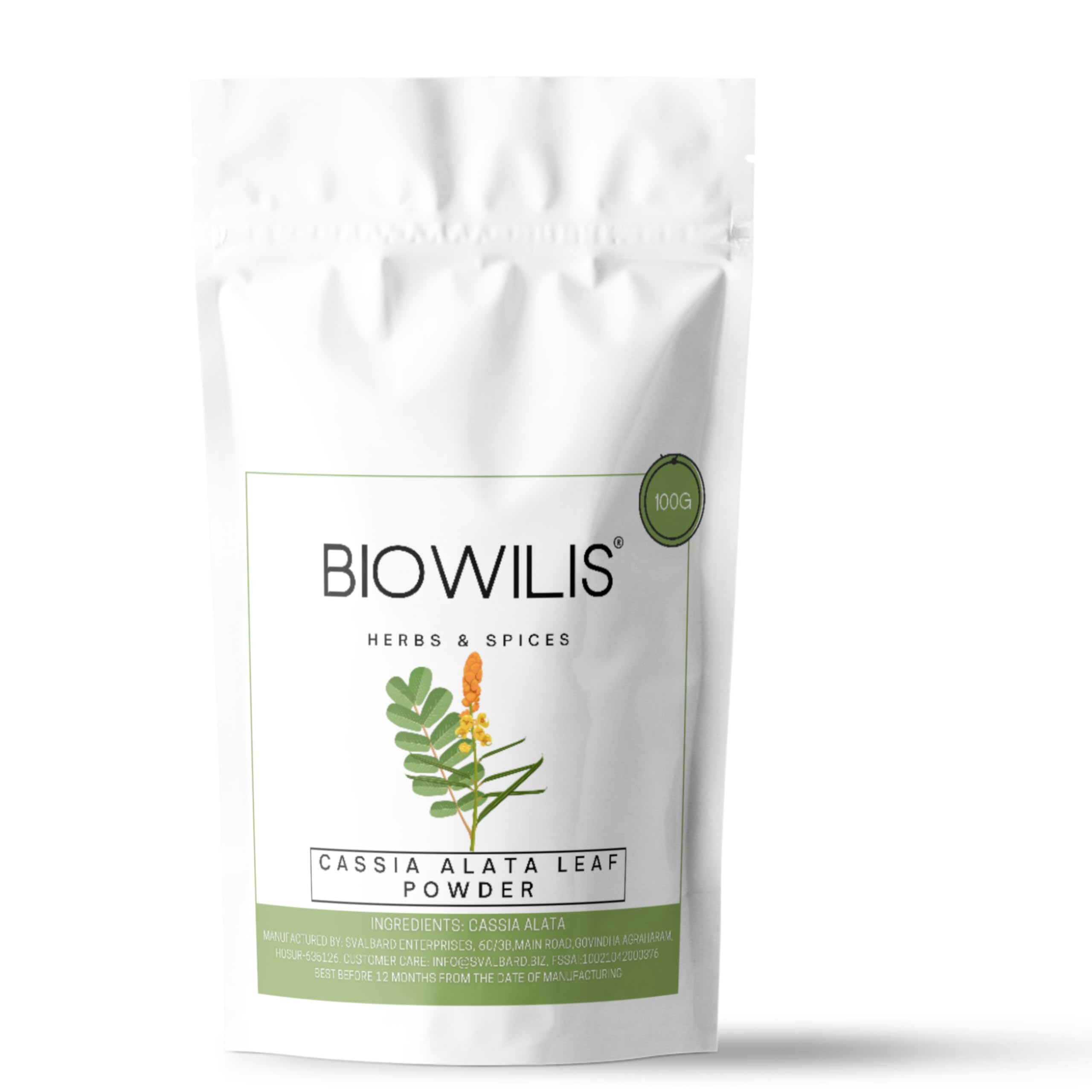 Biowilis-Cassia Alata Leaves powder, Senna Alata powder, Candle Bush Leaves, Seemai Agathi Powder for skin care