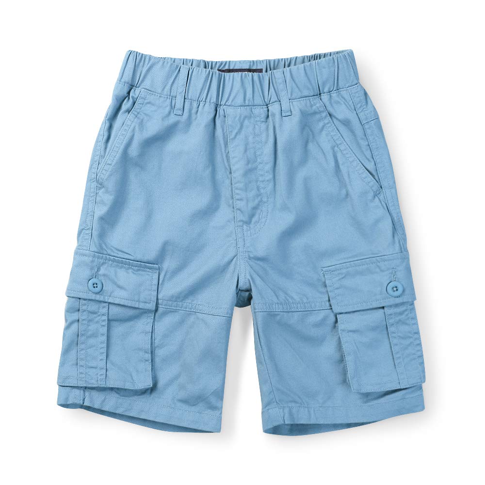 Boys' Pull on Cotton Multi-Pockets Elastic Waistband Lightweight Cargo Shorts