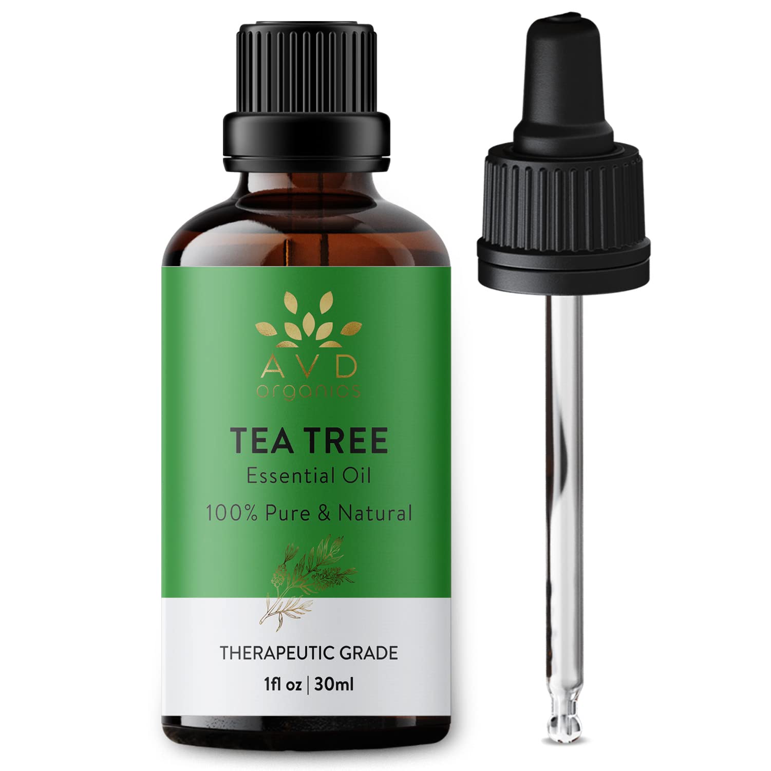 AVD Organics Tea Tree Essential Oil 30ml - 100% Pure and Natural Therapeutic Grade Aromatherapy Essential Oil for Relaxation, Skin & Hair- 1 fl. Oz