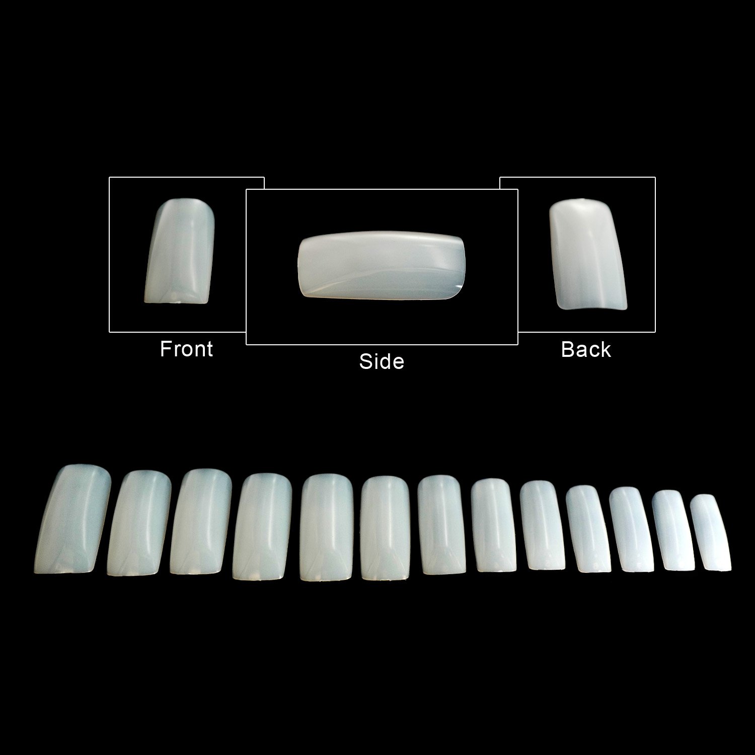 Square Nail Tips Fake Nail French Acrylic Style Artificial Fake Art Nails Tips 500PCS Natural False Nailsfor Women Girls (Size 0-9)