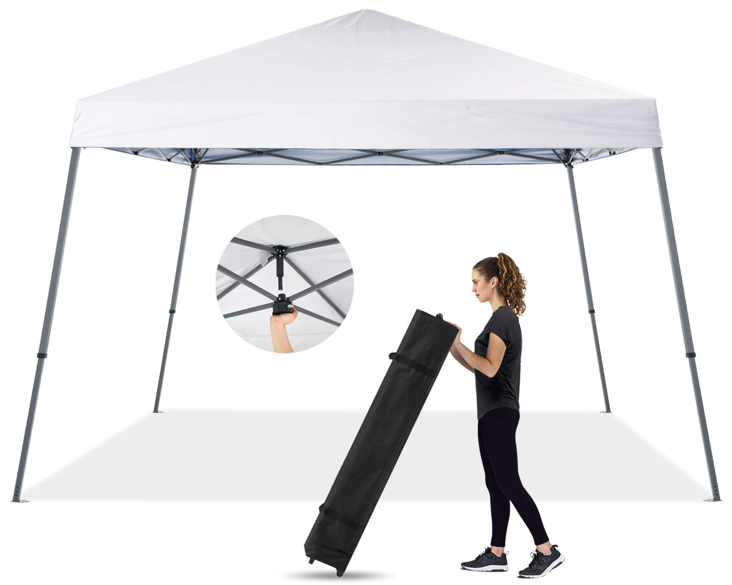 MASTERCANOPY Portable Pop Up Canopy Tent with Large Base (12x12,White)