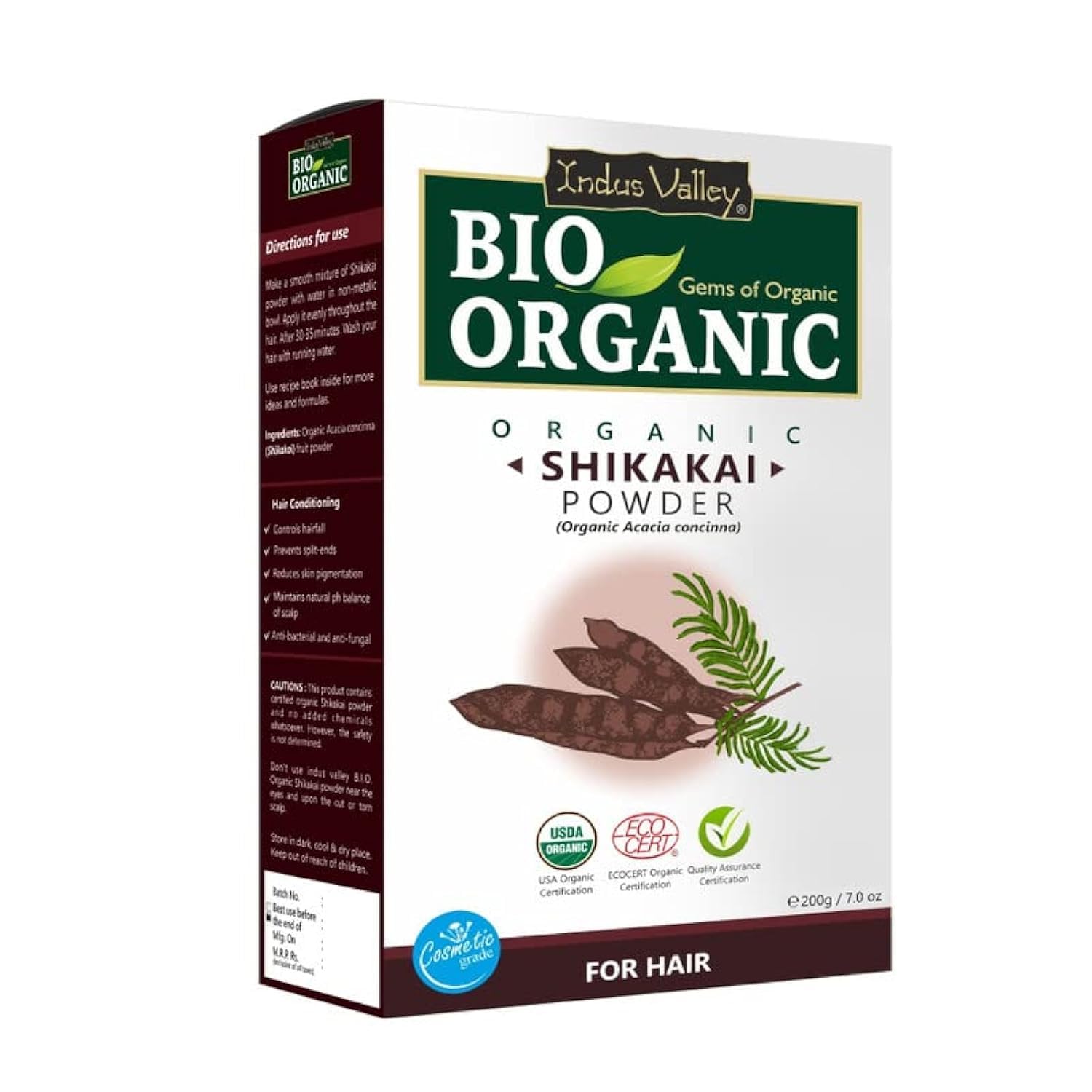 INDUS VALLEY Bio Organic Organic Shikakai Powder for Hair Care - 200g