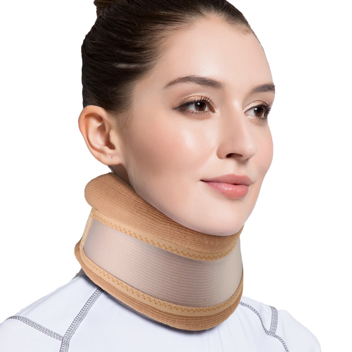 VELPEAU Neck Brace -Foam Cervical Collar - Soft Neck Support Relieves Pain & Pressure in Spine - Wraps Aligns Stabilizes Vertebrae - Can Be Used During Sleep (Dual-use, Brown, Large, 3.3″)