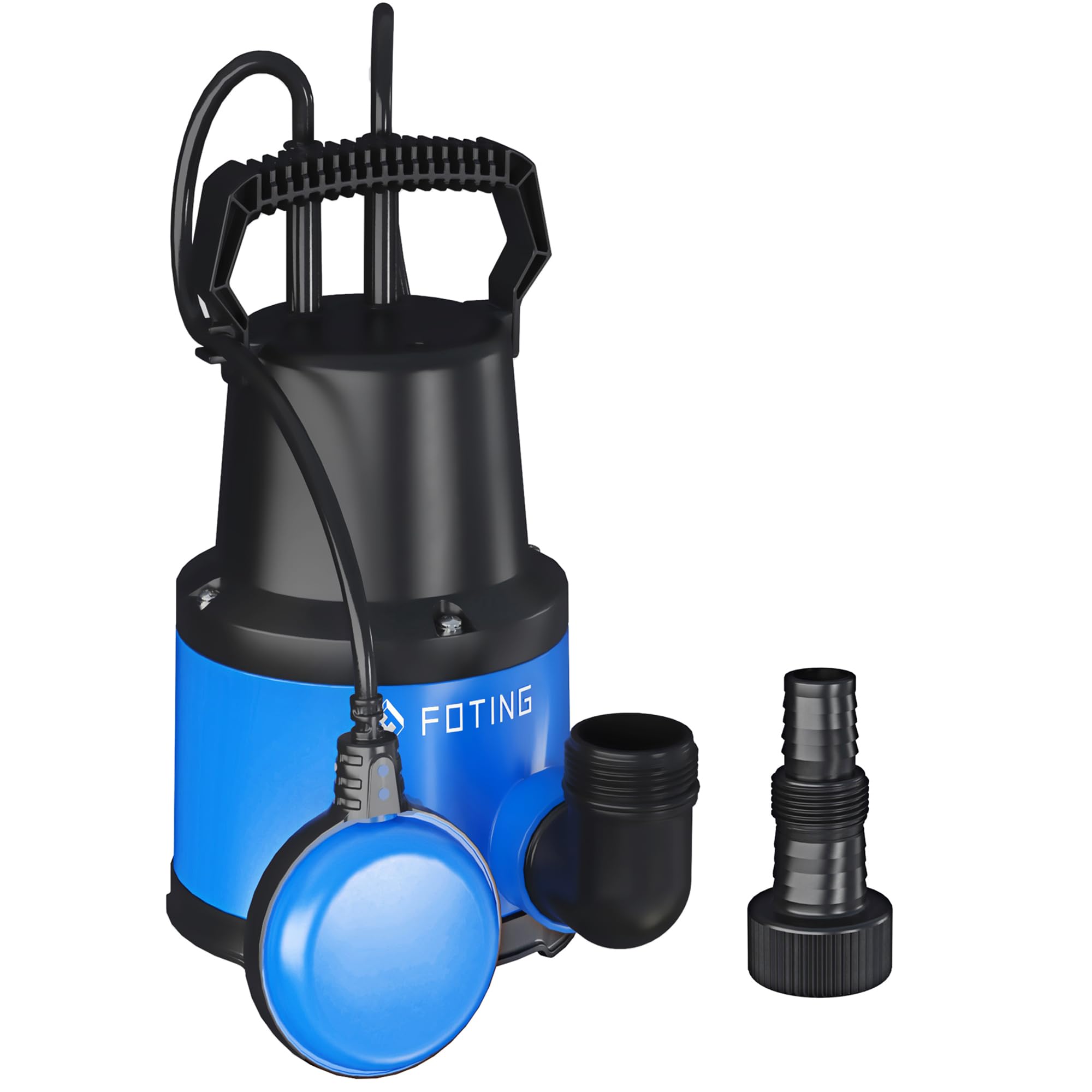 Submersible Water Pump 400W 8000l/h for Pool Draining, Clean/Dirty Water Pump with Float Switch, Drain Water Level Down to 7mm，Portable Sump Pump for Tub, Pond, Home, Garden(No Hose)