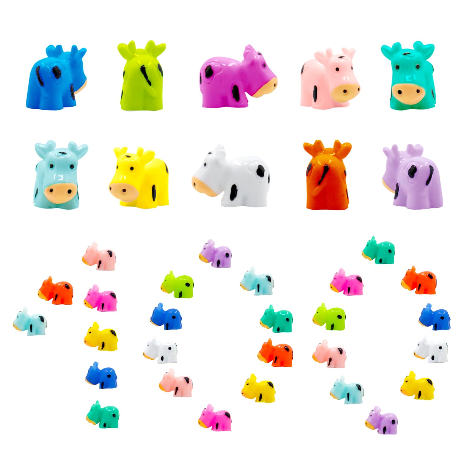 X Hot Popcorn 100 Pcs Mini Cow Figurines Mini Resin Cow Figurines Cute Mini Animals Figurines in Bulk DIY Terrarium Crafts Ornament for Cake Topper Fairy Garden Home Party Decor