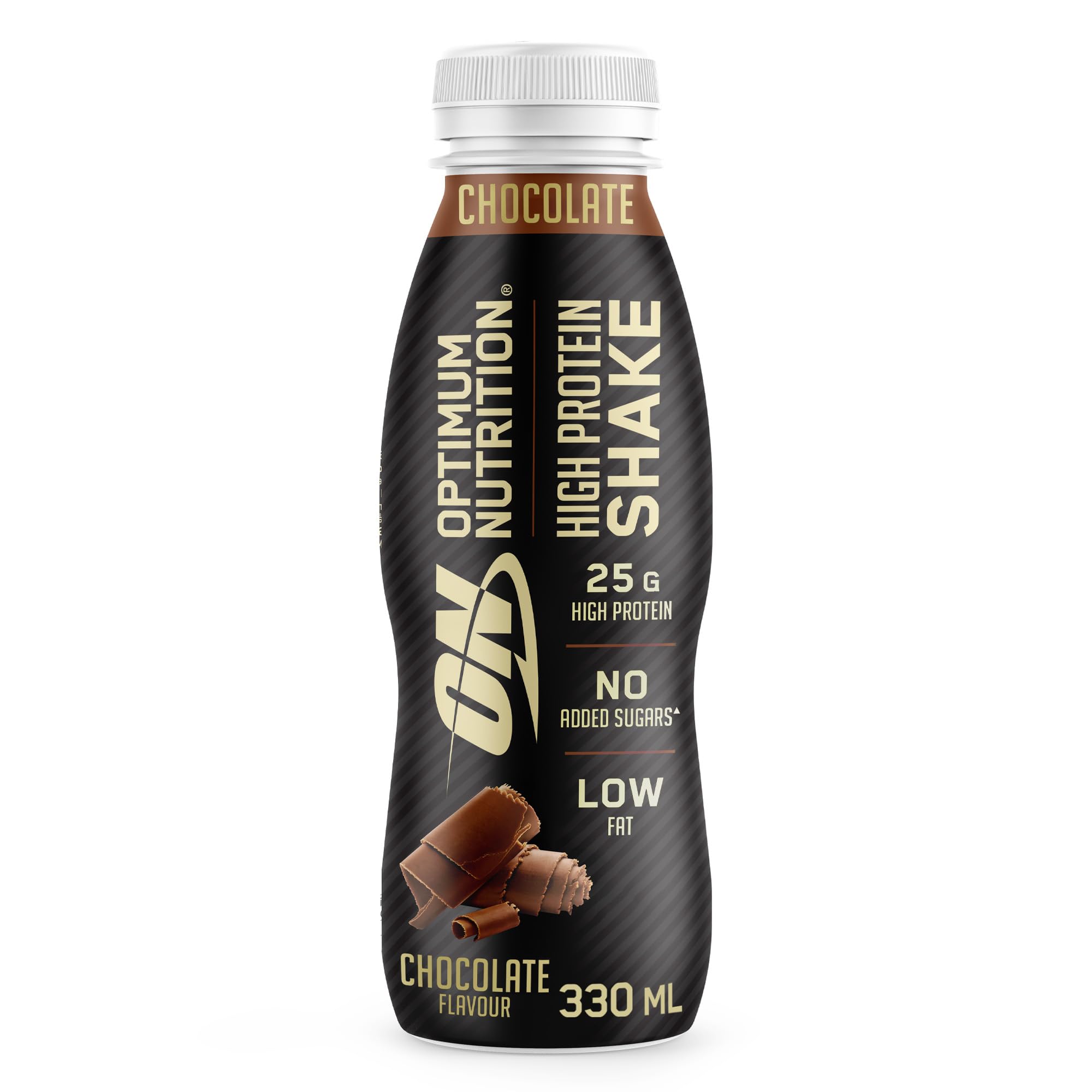 Optimum Nutrition High Protein Shake Bottles, Ready to Drink Post Workout Snack, Low Fat and No Added Sugar, Muscle Growth and Support, Chocolate, 12x330ml Packaging May Vary