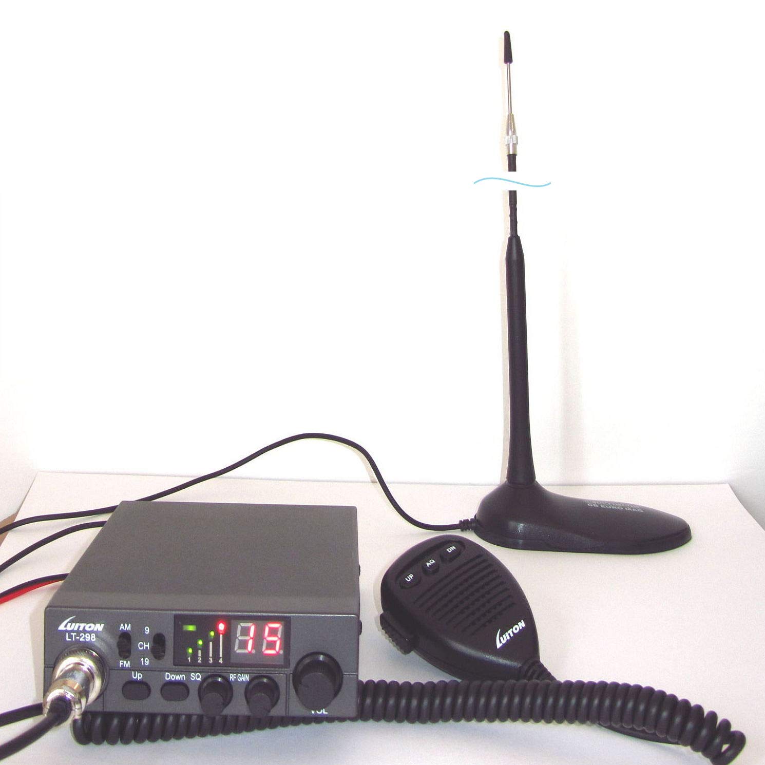 LUITONLT-298 Two-way CB 27 MHz AM/FM (City Band) Multi Band with ASQ and Microphone Change + CB Euro Mag Optim Antenna 50 cm (Kit, CE Version)