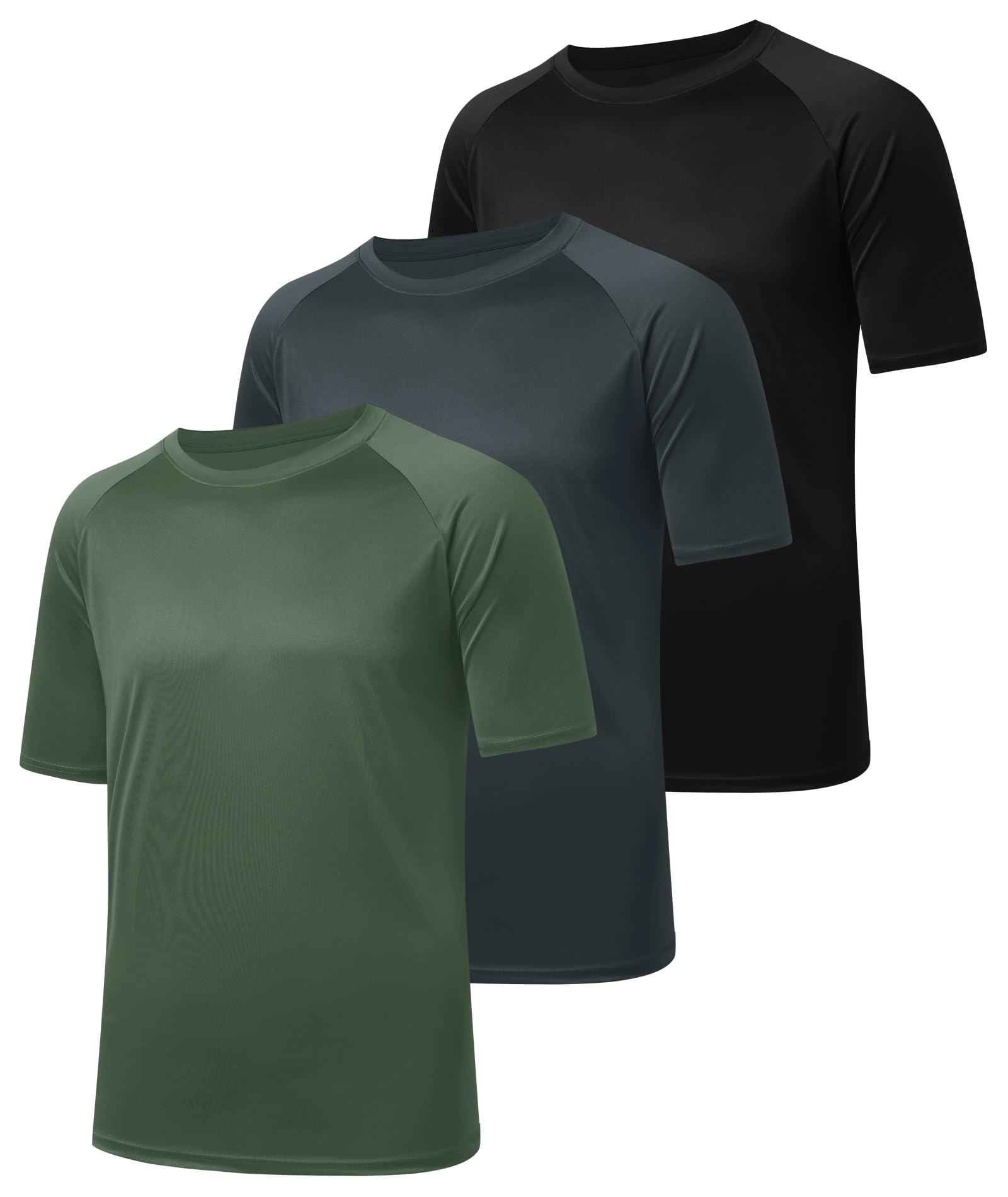 3 Pack Workout Mens Shirts - Dry Fit Causal Moisture Wicking Work Gym Athletic Short Sleeve for Basketball Running