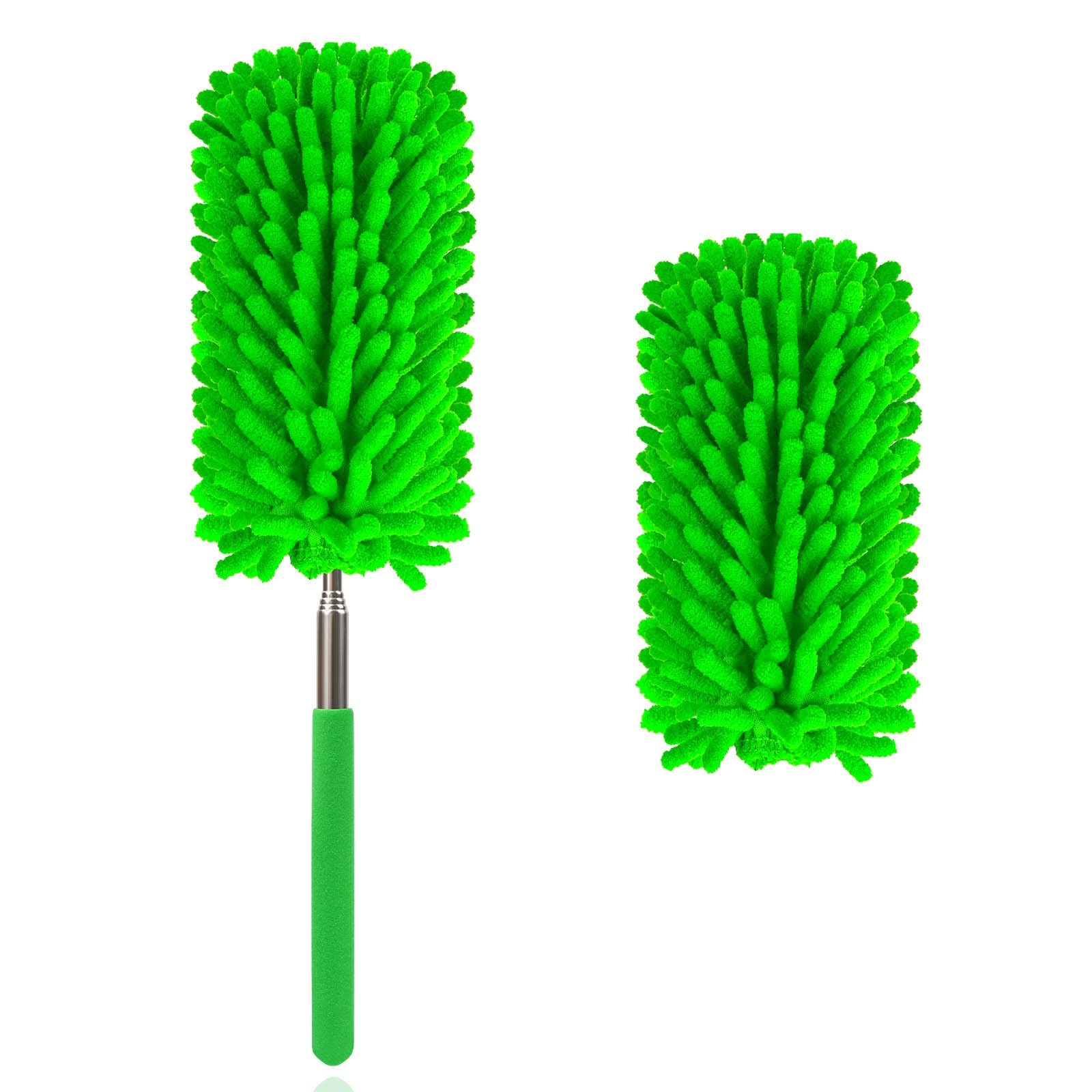 Microfiber Duster for Cleaning, DELUX Feather Duster Extendable Duster with Extra Long Pole, 2pcs Replaceable Brush Head, Washable Dusters for Cleaning Office, Car, Window, Furniture, Ceiling Fan