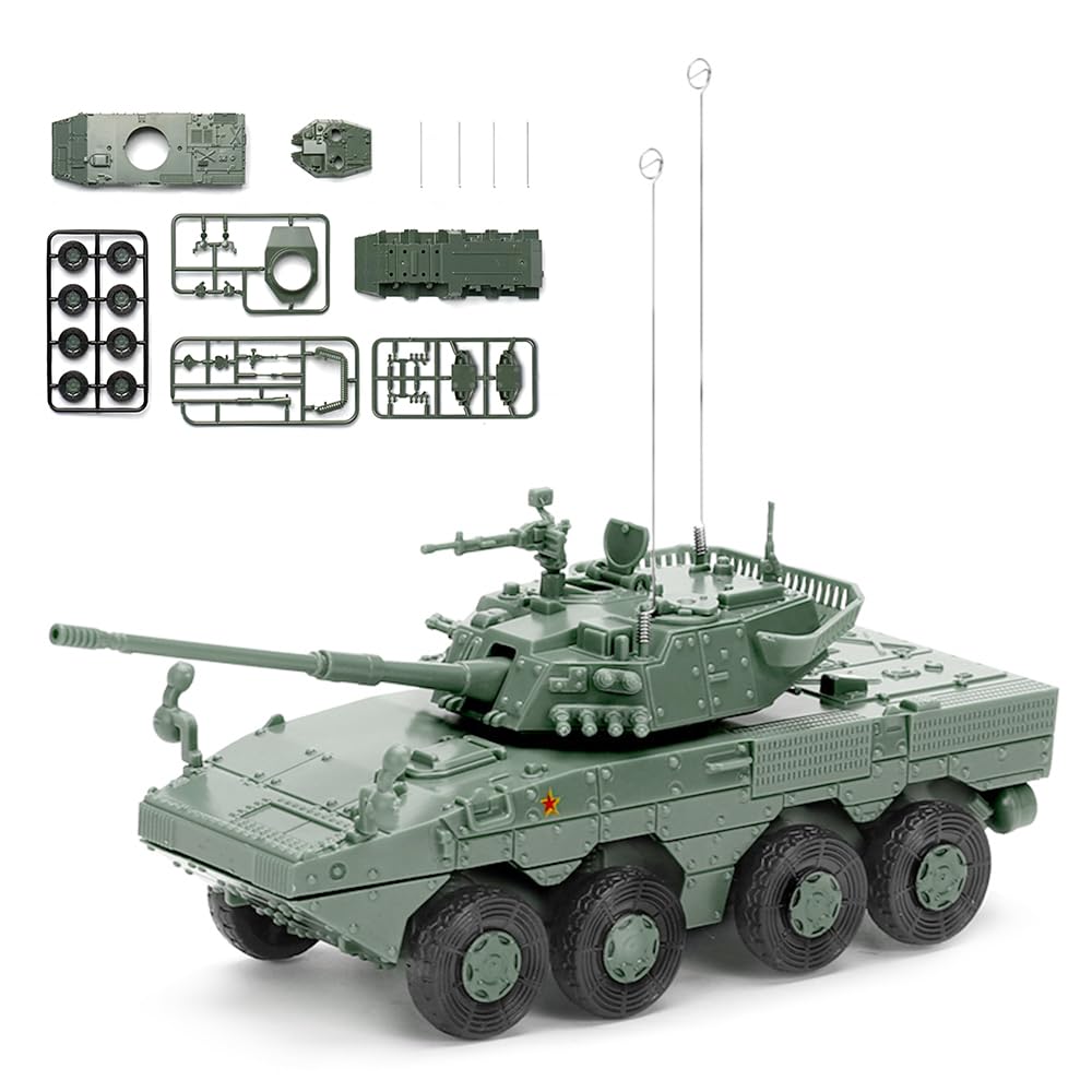 ViiKONDOToy Tank Model Kit 1/72 Scale Modern Chinese ZTL11 Wheeled Armored Vehicle Plastic DIY Military Assembly Equipment Army Men Wargame Gift (Green)