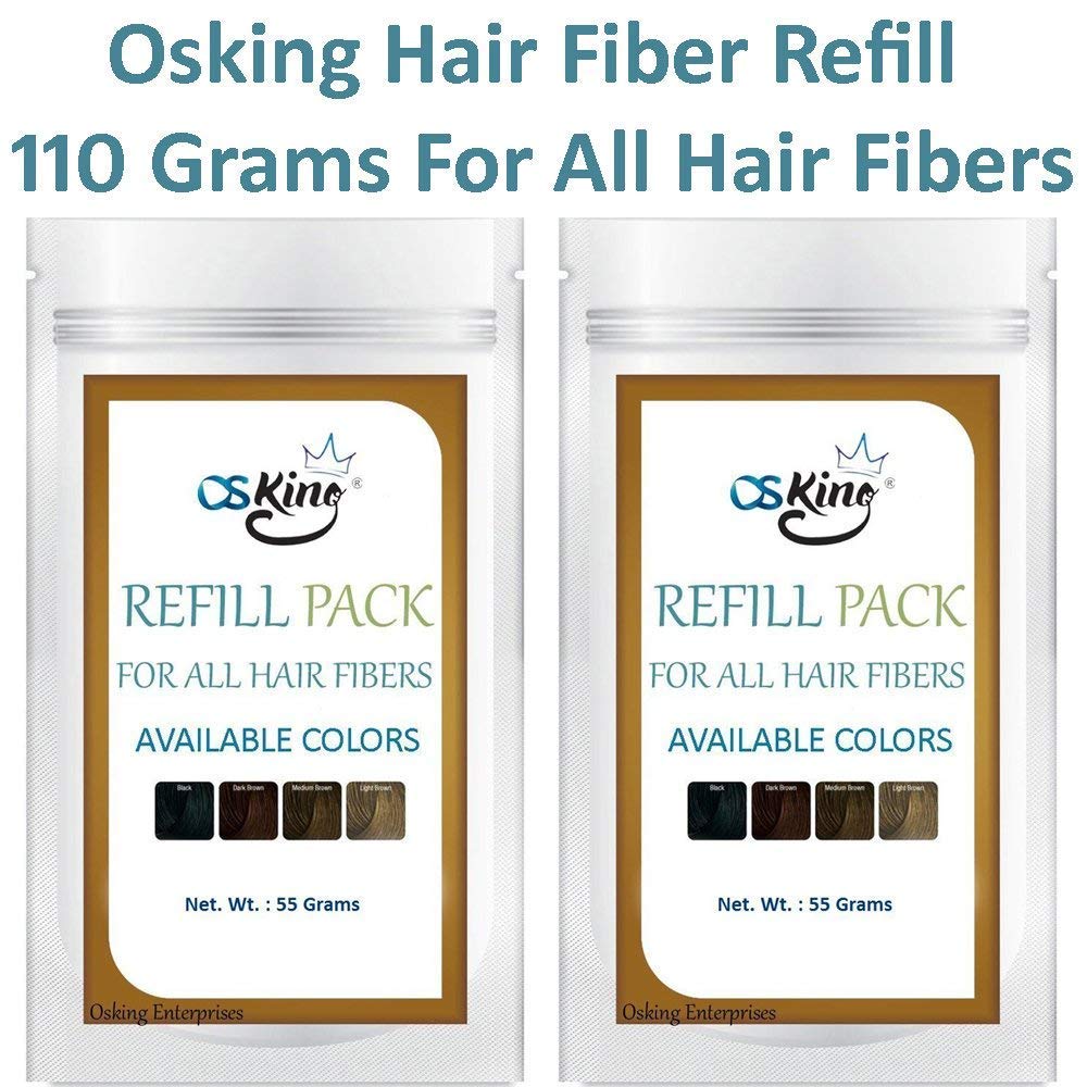 Osking Refill Pack Hair Building Fiber,Pack of 2, 110 Grams (Hair Loss Concealer) For All Fibres Like Toppik, Caboki,Cosmoderm,Looks21,ect. (Black) -Rs 20 Off During Checkout