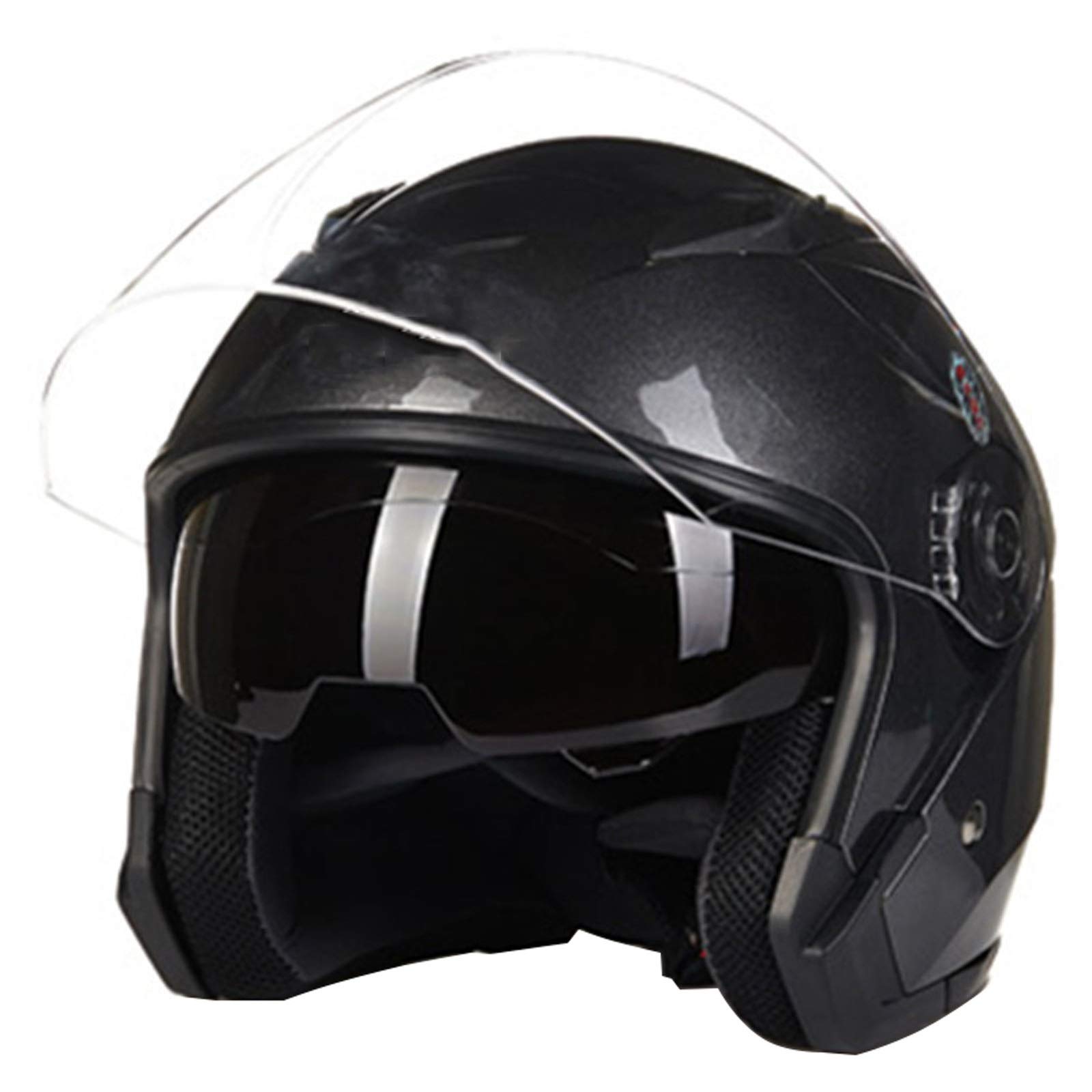 Opening Face Motorcycle Helmet,3/4 Motorcycle Helmet with Visor Half Motorbike Helmet Moped Scooter Bobber Chopper Cruiser Pilot Racing Cap DOT Approved