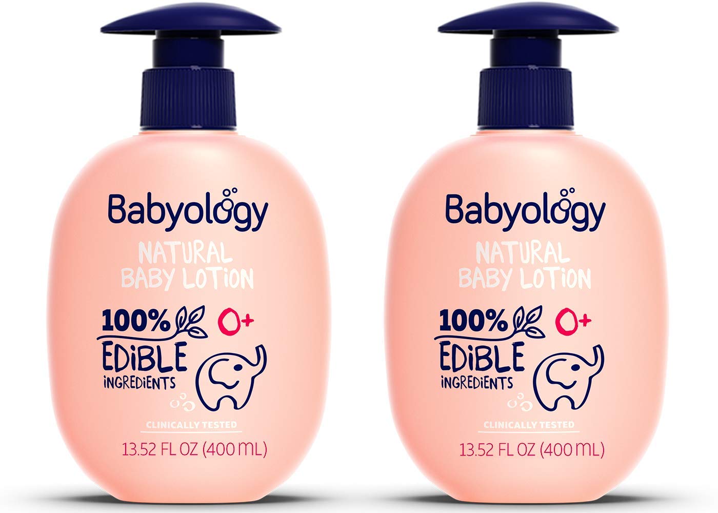 Babyology Organic Baby Lotion - 100% Edible Ingredients - 2x13.5 FL OZ - The Safest All Natural Baby Moisturizer for Newborn Dry and Sensitive Skin - Non toxic - Eczema (Pack of 2)