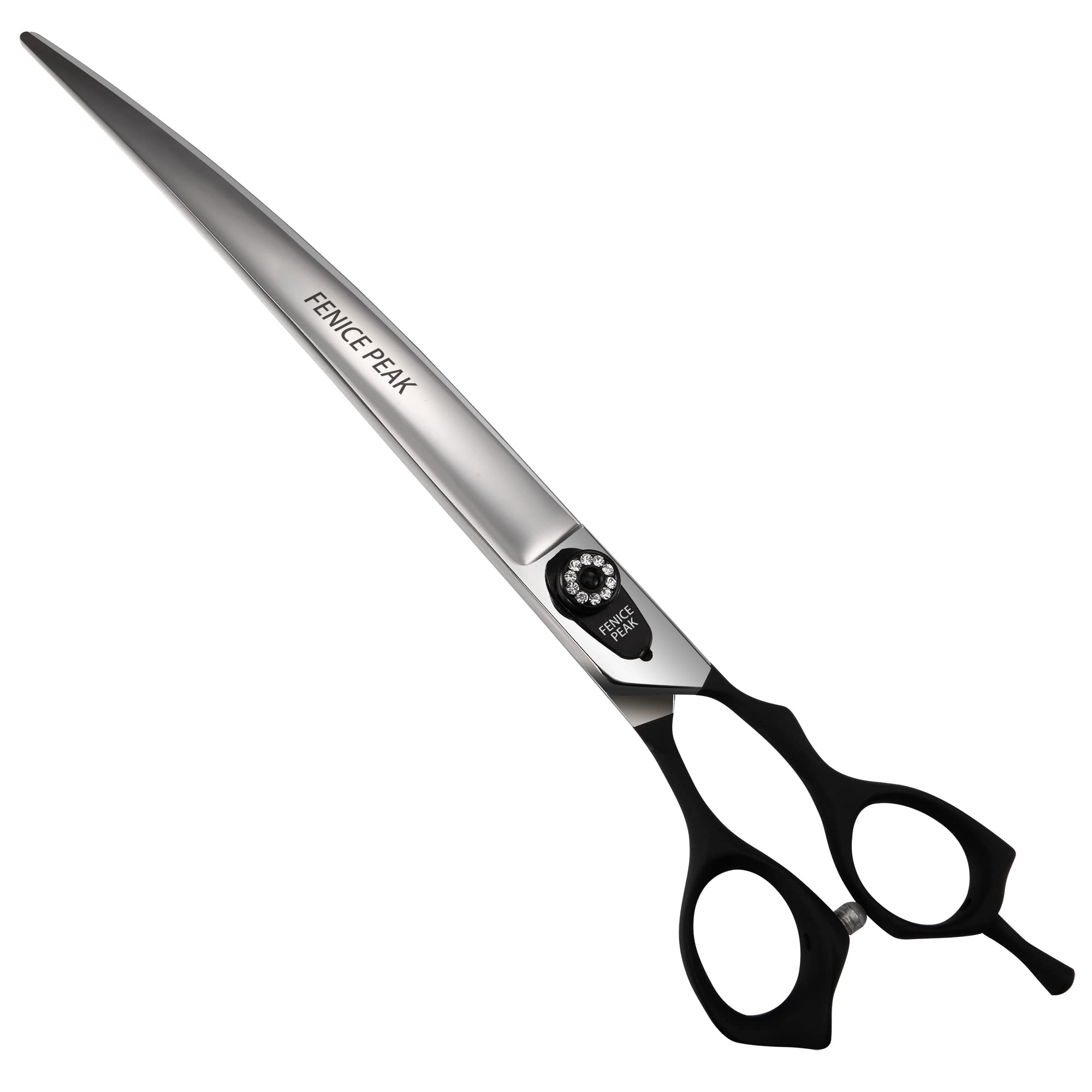 FENICE PEAK8'' Professional Curved Dog Grooming Scissors Heavy and Anti-Slip Black Handler 440C Stainless Steel Pet Cutting Shears Safety Trimming Shearing for Dogs Cats