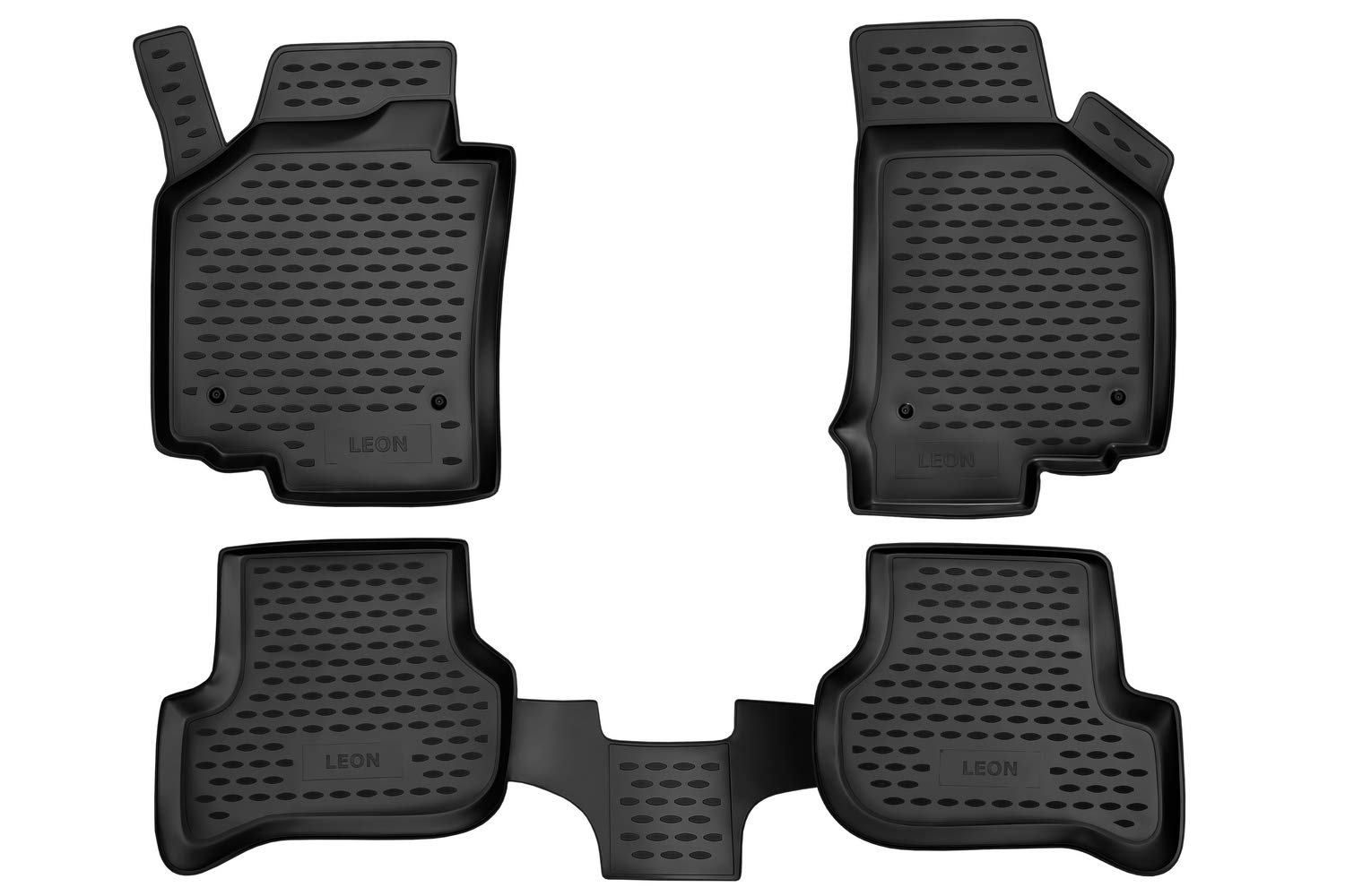 Element EXP.NLC.44.02.210 Custom-Fit Premium Non-Slip Rubber Floor Mats Seat Leon Year 05-13 Black