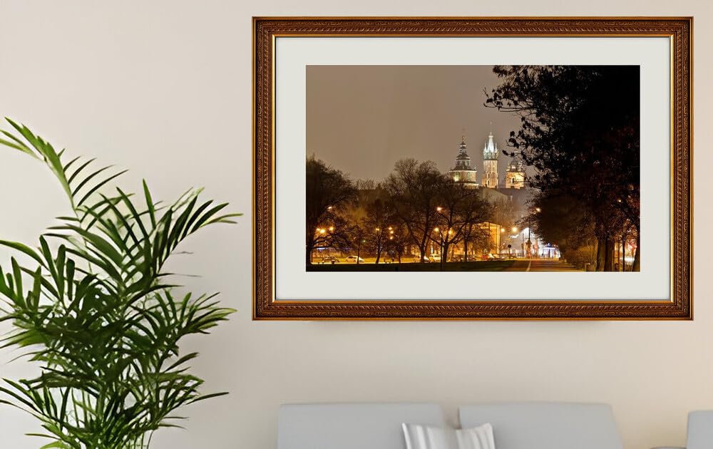 JVERF - JZZG07414 Krakow Poland Castles Wawel Night Trees Street| Self-Adhesive Painting | Frameless