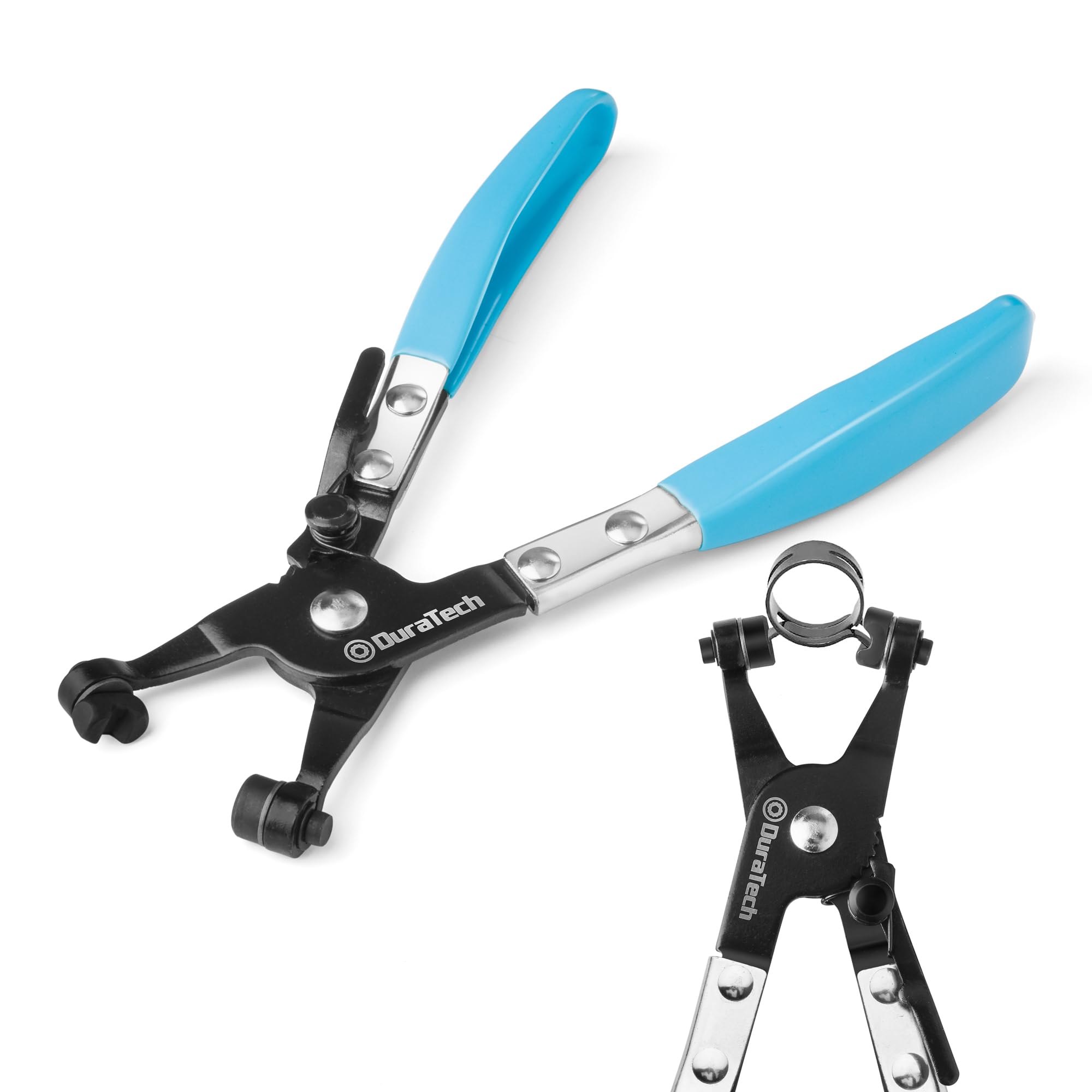 DURATECH Hose Clamp Pliers, Clamp Removal Tool with Swivel Flat Band for Removal and Installation of Ring or Flat Type Hose Clamps