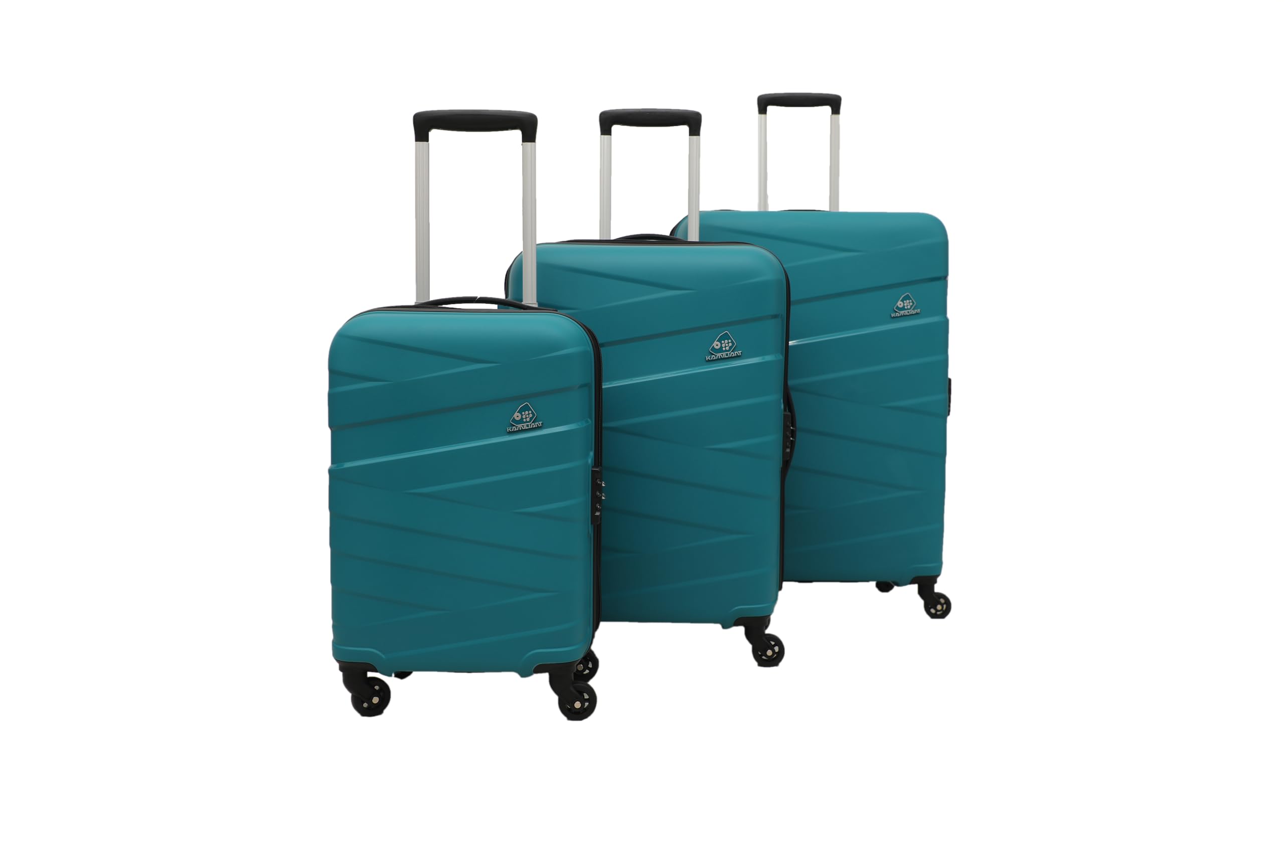 American Tourister Kamiliant Polypropylene Large Cabin & Check-in Luggage (55+68+79) Cm - Spinner Hard Trolley Hard Sided Set of 3 Pieces (P.Green)