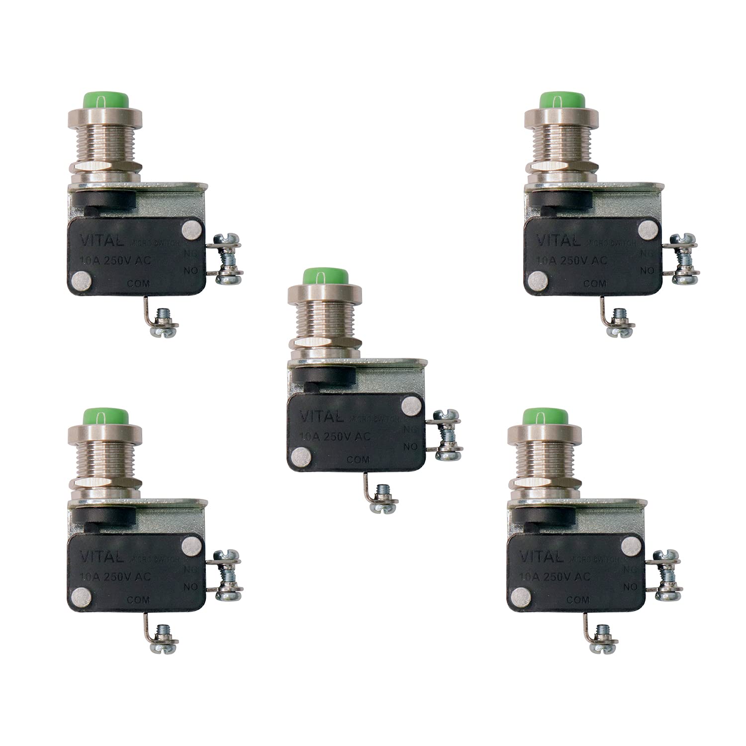 Electronic Spices PACK OF 5 Push Micro Limit Switch Screw type (10A 250V AC)