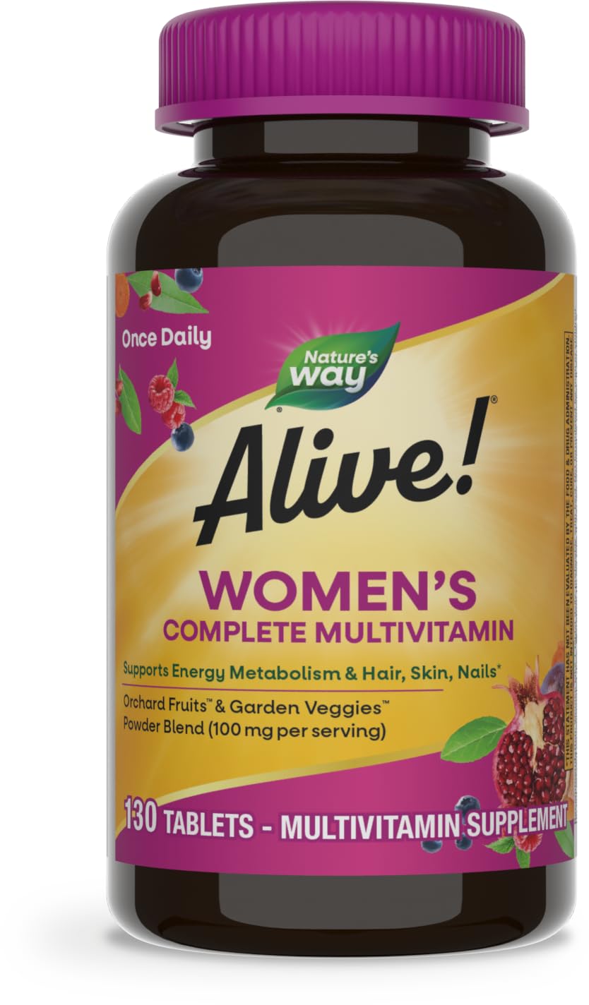 Nature's Way Alive! Daily Complete Multivitamin for Women, Supports Energy Metabolism, Hair, Skin & Nails*, B-Vitamins, 130 Tablets, 130 Tablets (Packaging May Vary)