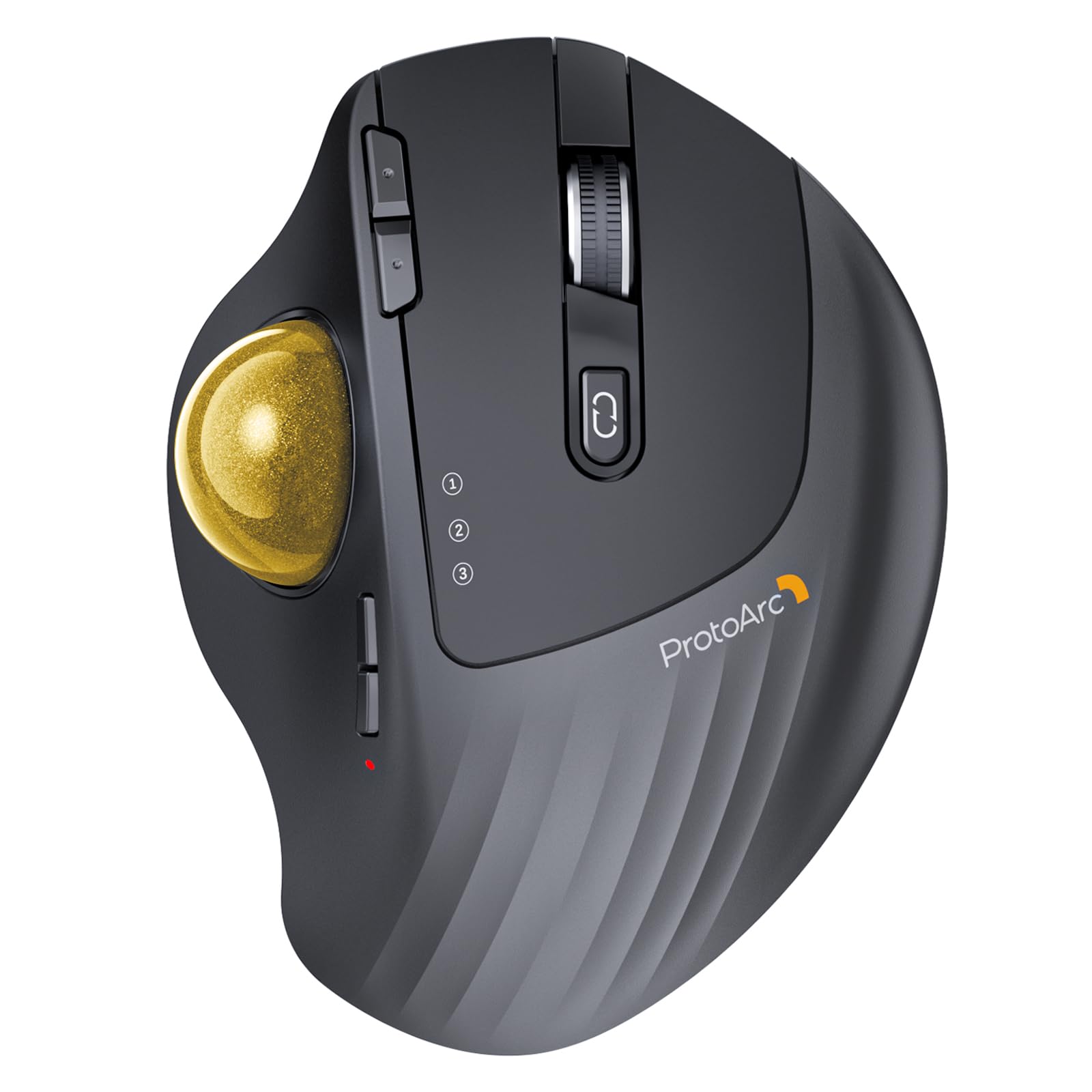 ProtoArc Wireless Trackball Mouse, EM01 NL Ergonomic Bluetooth Rollerball Thumb Mouse Rechargeable Computer Laptop Mouse, Adjustable Angle & 3 Device Connection for PC, Mac, Windows-Gold Ball