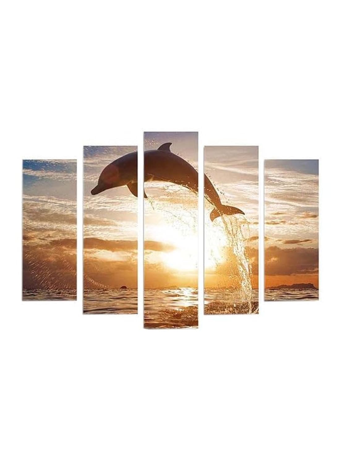 bpa 5-Piece Decorative Dolphin Themed Wall Painting Set With Frame 105x70Cm Multicolor