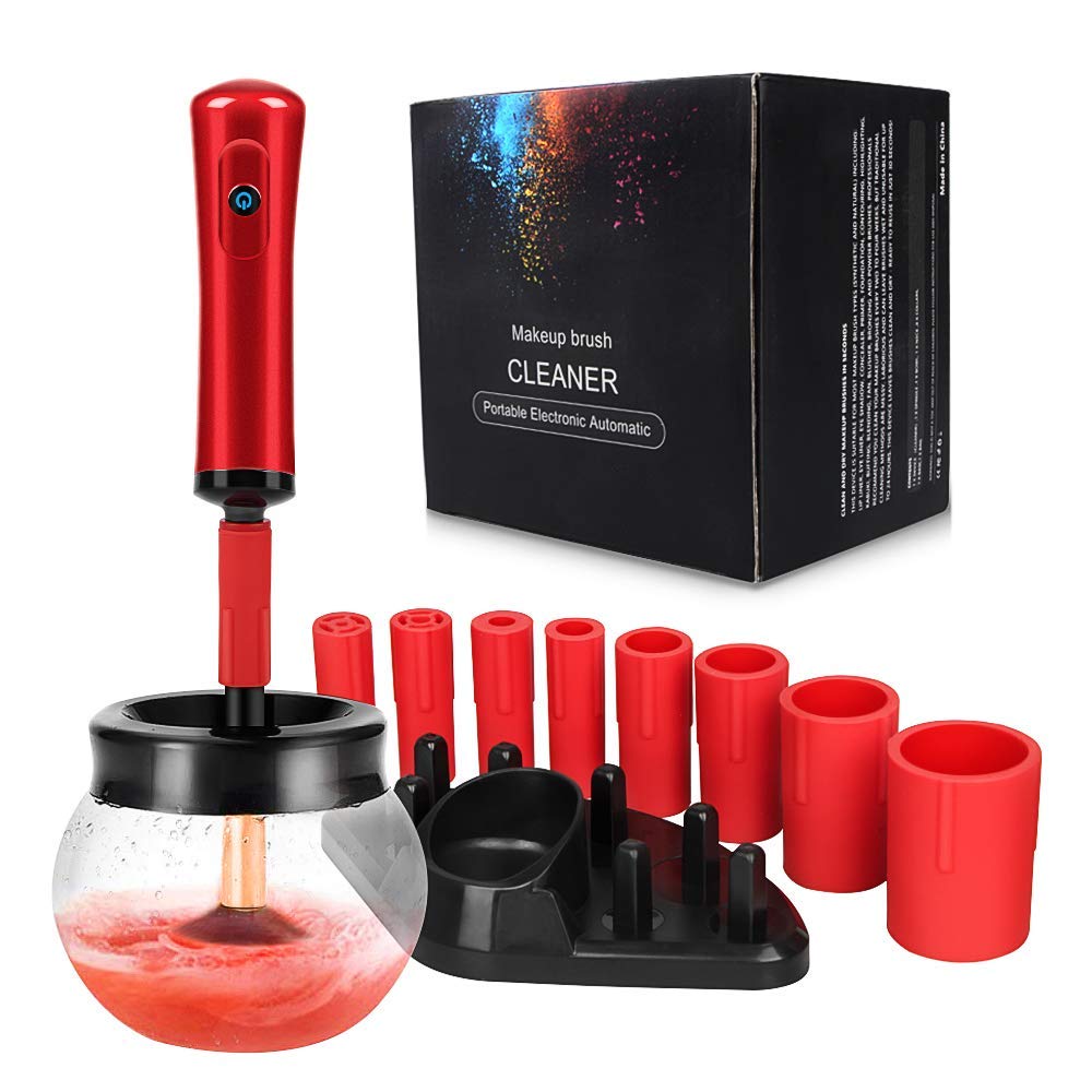 Star Brand Makeup Brush Cleaner and Super-Fast Dryer Automatic Brush Spinner with Bowl applied to Powder BrushCheek Brush