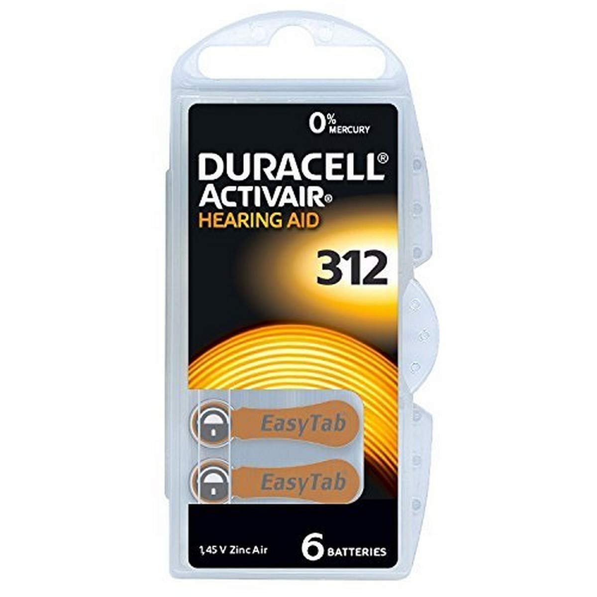 Duracell Activair Hearing Aid Batteries, 312 Size (Pack of 60)