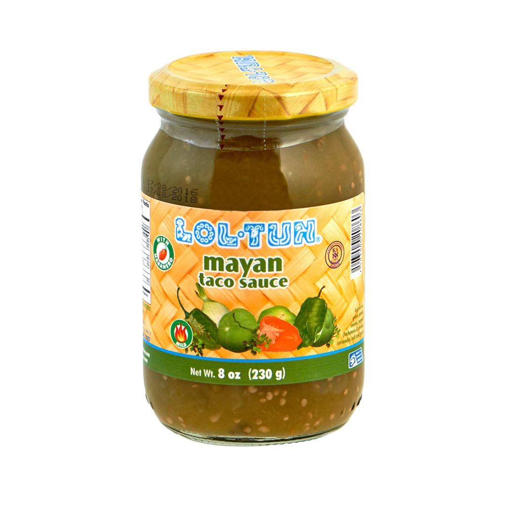 Lol-Tun Mayan hot green Sauce 238g /8Oz | All Natural, Non GMO, Plant-based, gluten-free, sugar-free, Paleo & Kosher – Perfect for Tacos. Authentic Mexican taste (1 Pack)